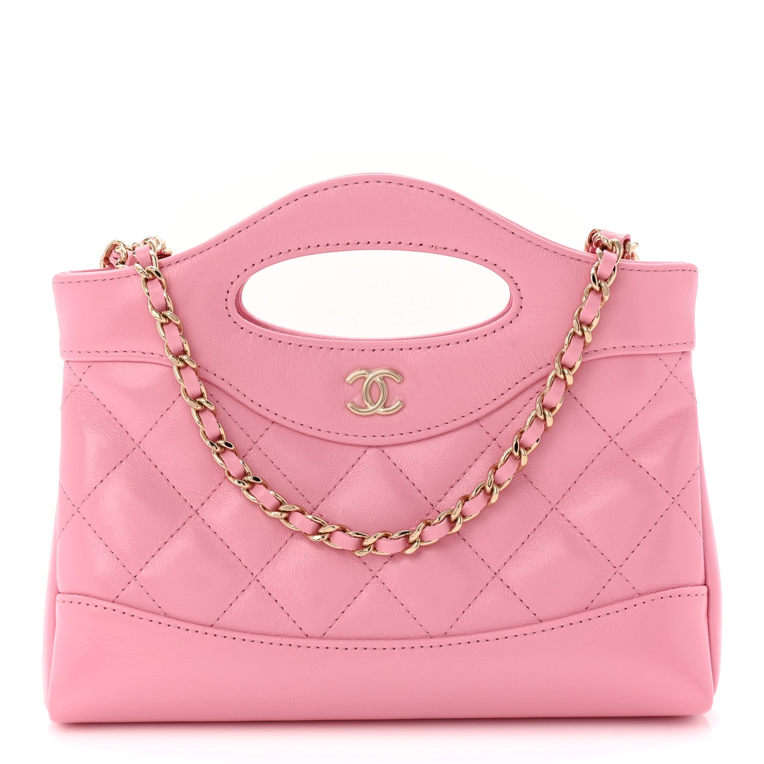 Shiny Lambskin Quilted Nano 31 Shopping Bag Pink