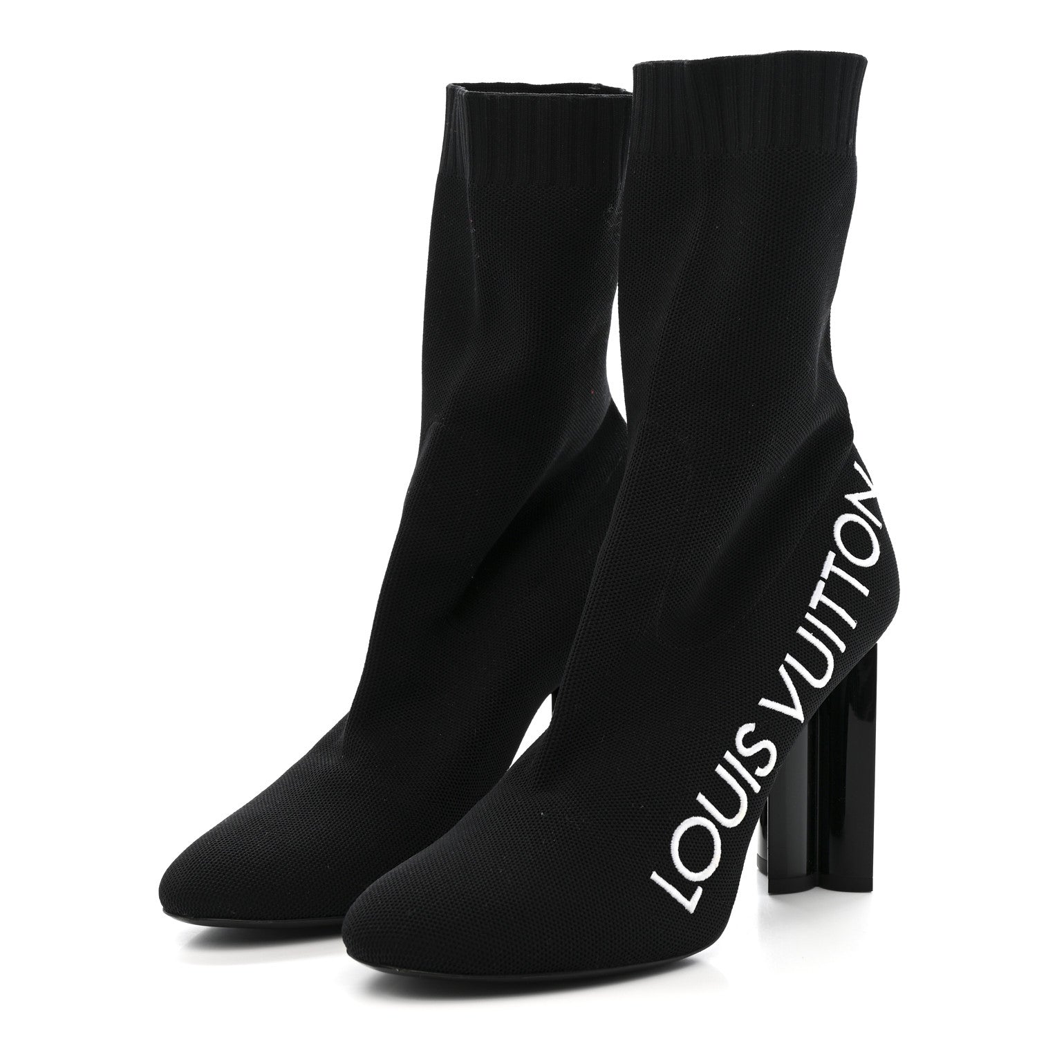 Stretch Fabric Silhouette Ankle Boots 40 Black