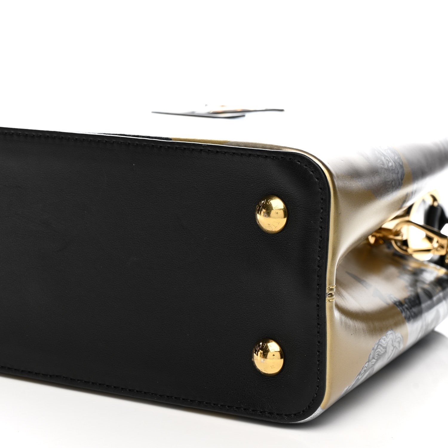 X FORNASETTI Calfskin Fornasetti Capucines MM Gold