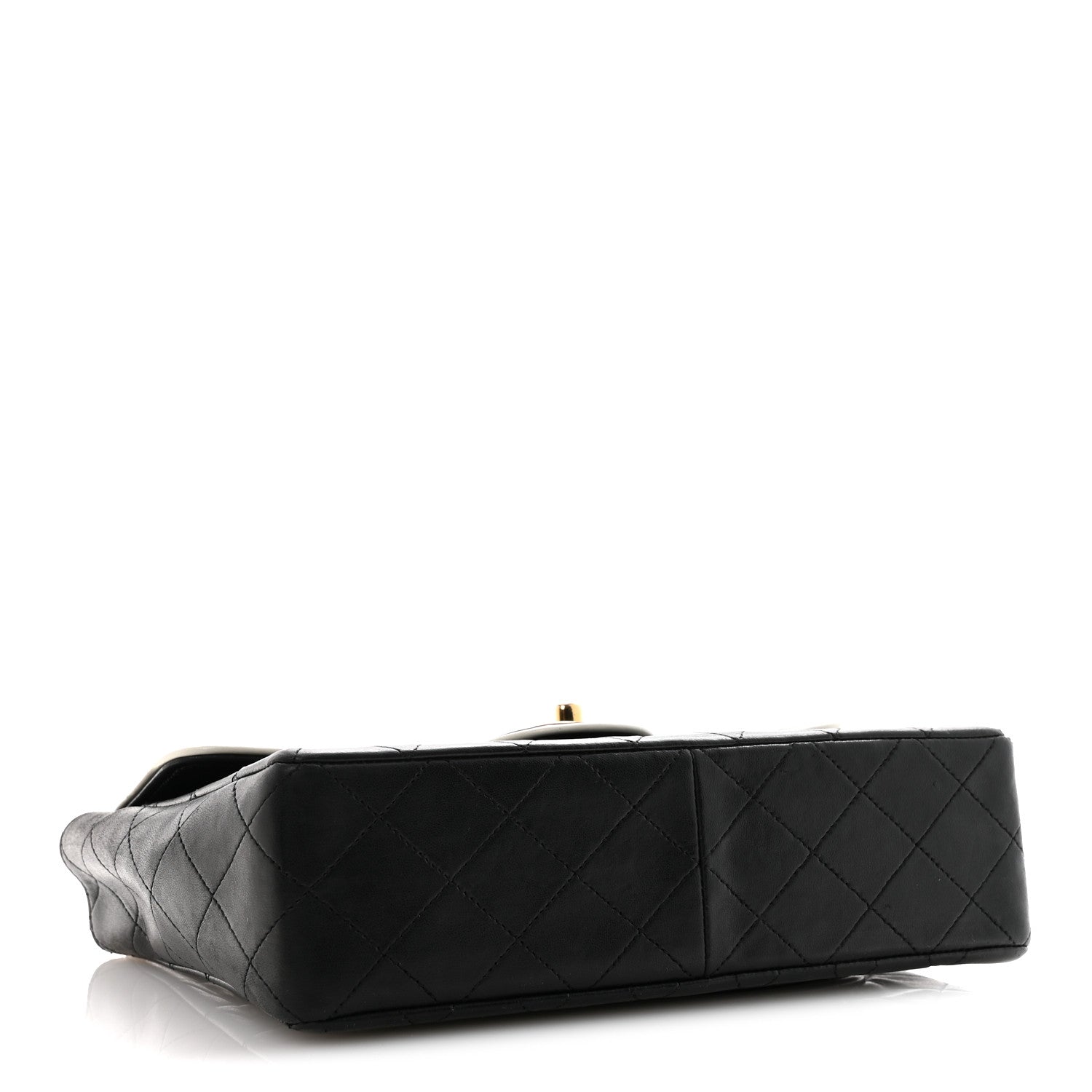 Lambskin Quilted Single Flap Black White