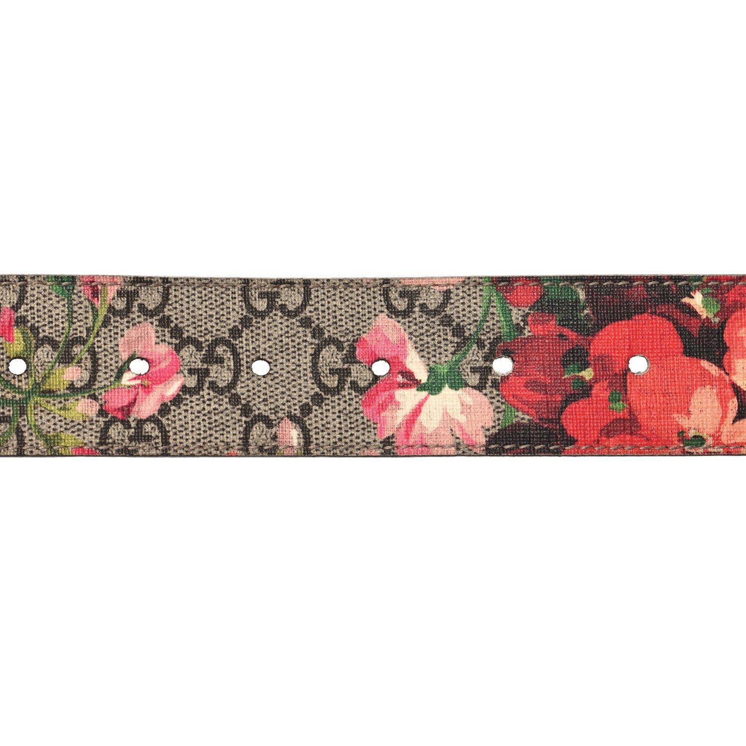 GG Supreme Monogram Blooms Moon Calfskin Interlocking G 37mm Belt 95 38 Beige Ebony Multicolor Dry Rose