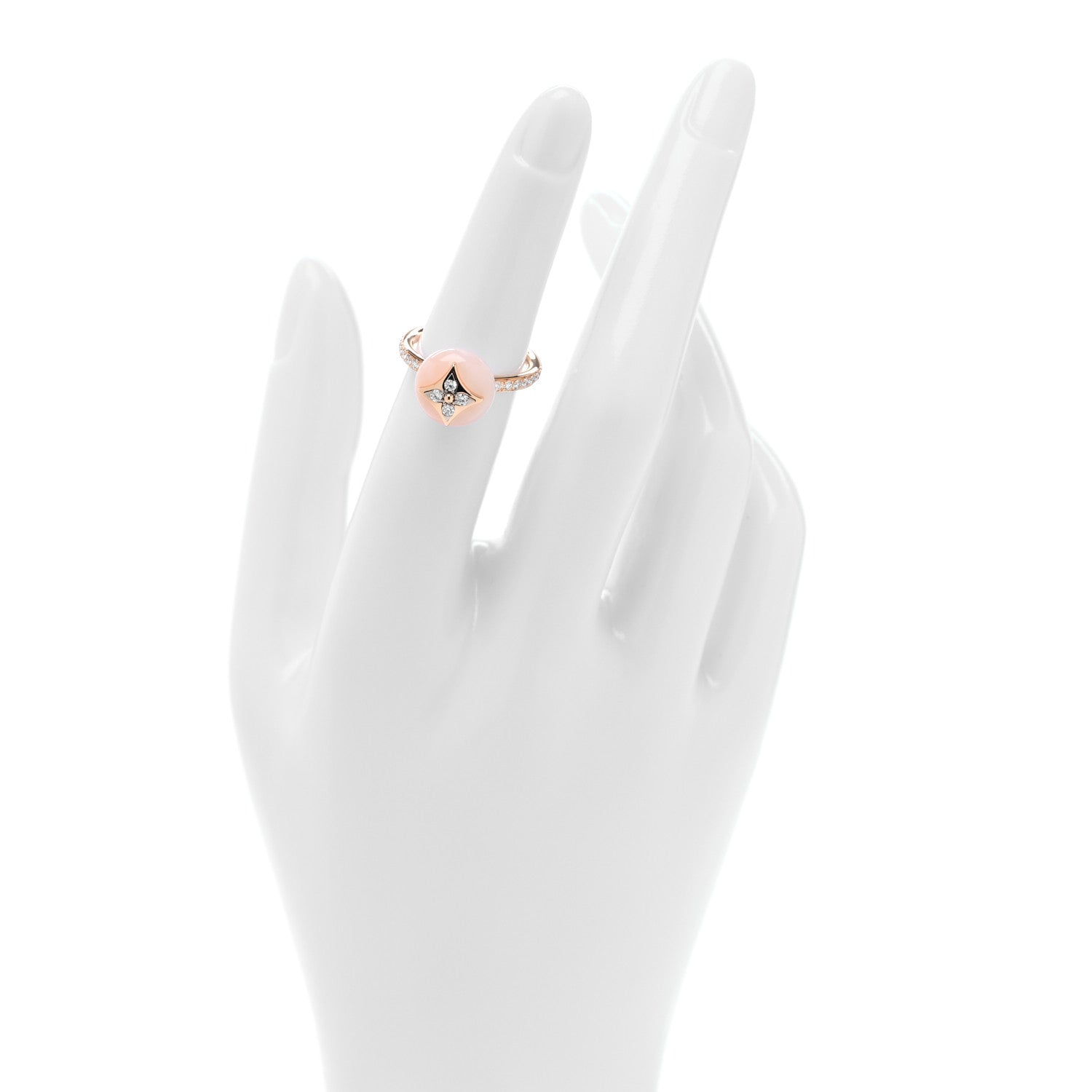 18K Pink Gold Diamond Pink Opal Color Blossom Pave Ring 49 5