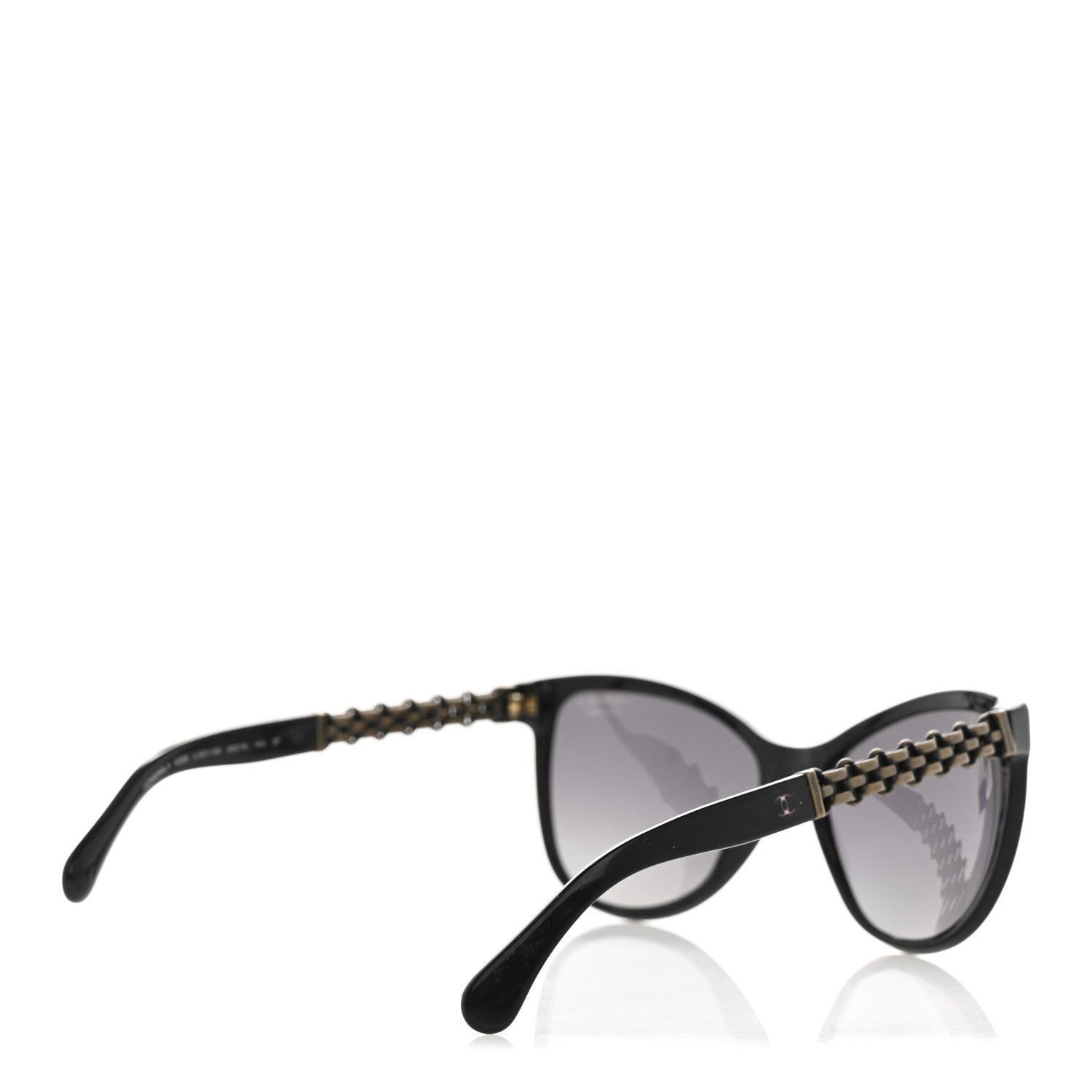 Acetate Polarized Cat Eye Chain Sunglasses 5326 Black