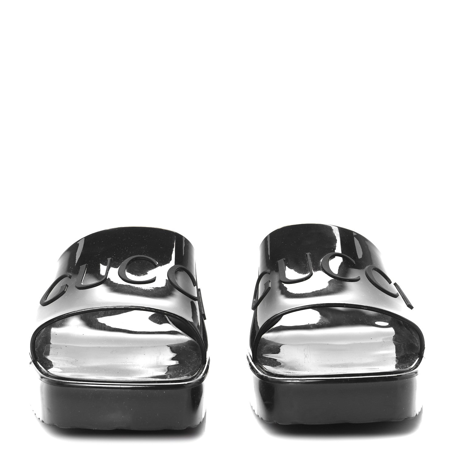 Rubber Gucci Logo Womens Platform 20/60mm Slide Sandals 38 Black