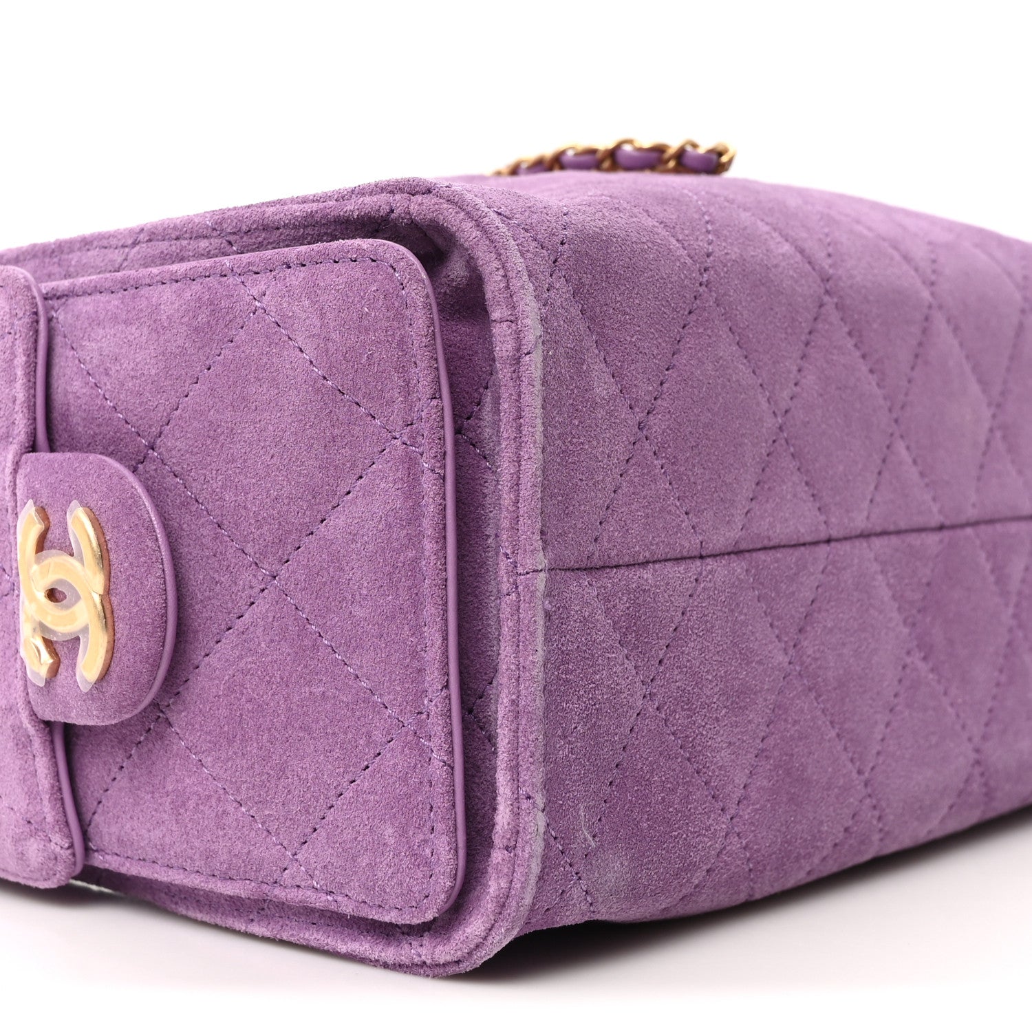 Suede Quilted Mini Chanel 25 Handbag Purple