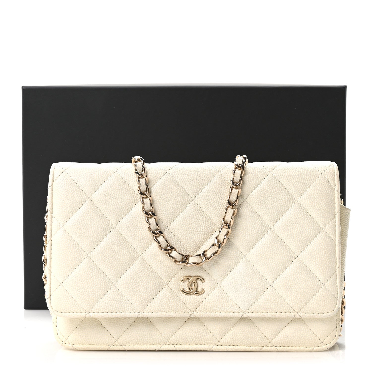 Caviar Quilted Wallet On Chain WOC White