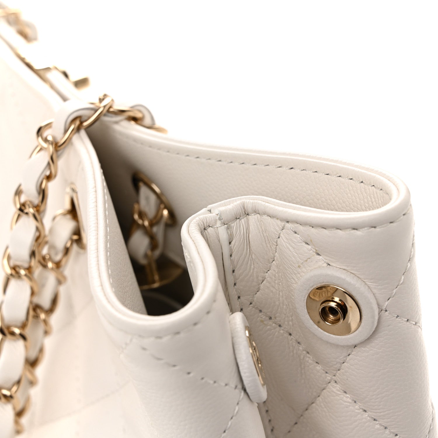 Caviar Quilted Small Shopping Tote White