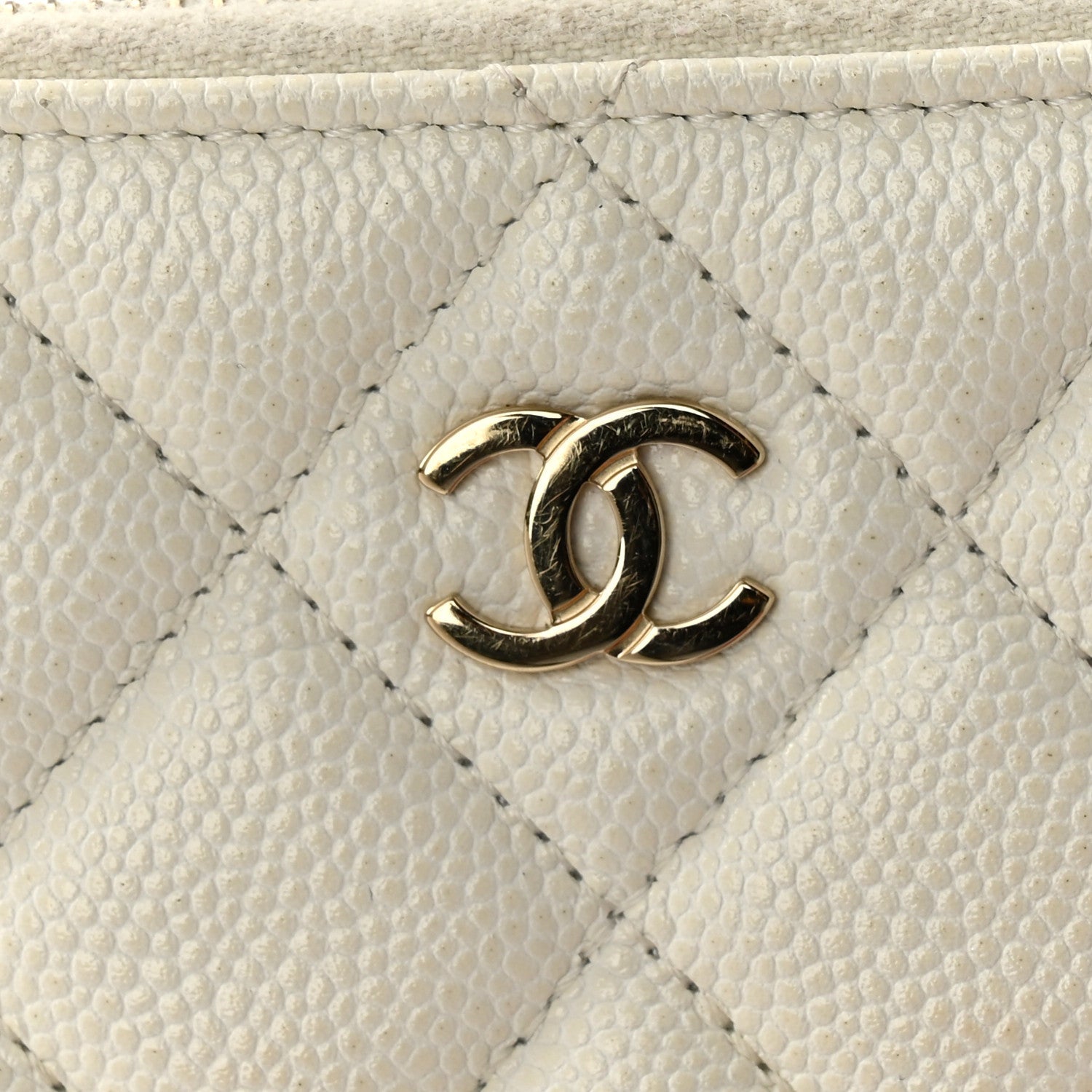 Caviar Quilted Small Pouch White