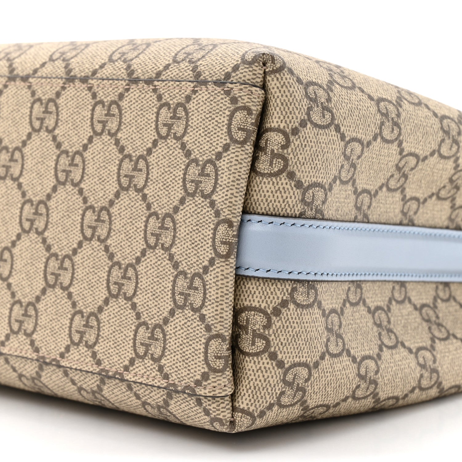 GG Supreme Monogram Emblem Small Shoulder Bag Beige Ebony Light Blue