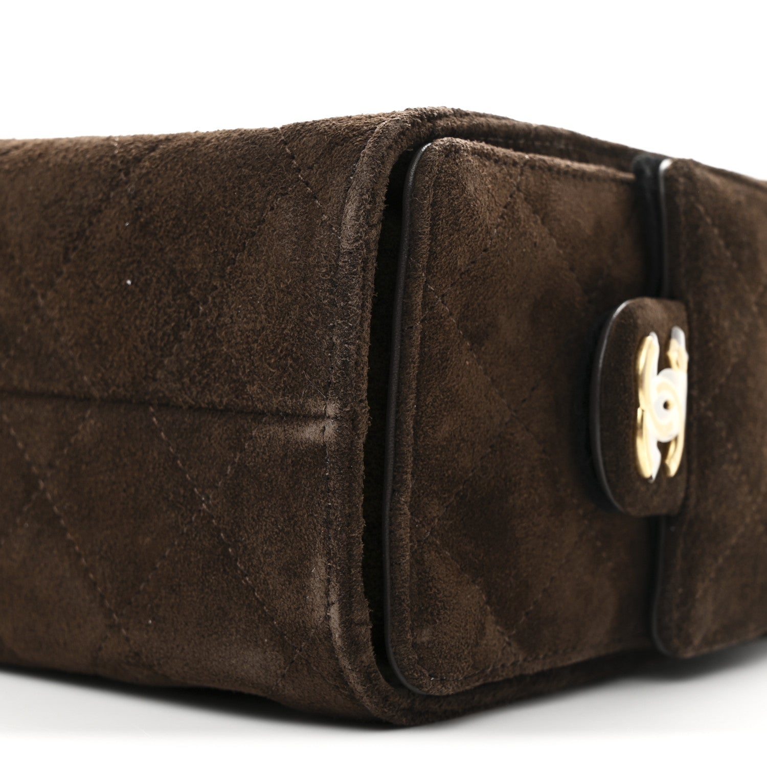 Suede Quilted Mini Chanel 25 Handbag Dark Brown