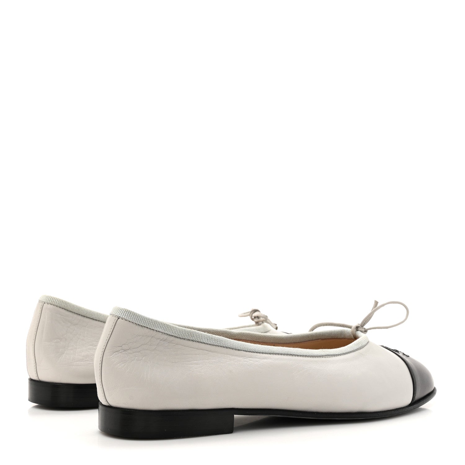 Lambskin Cap Toe CC Ballerina Flats 36.5 Grey Black