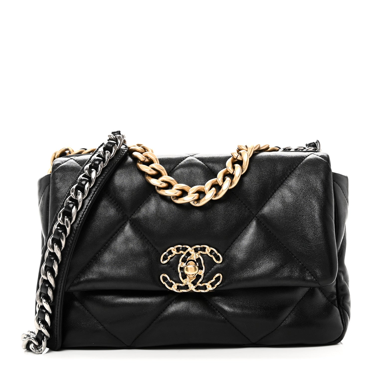 Goatskin Quilted Medium Chanel 19 Flap Black