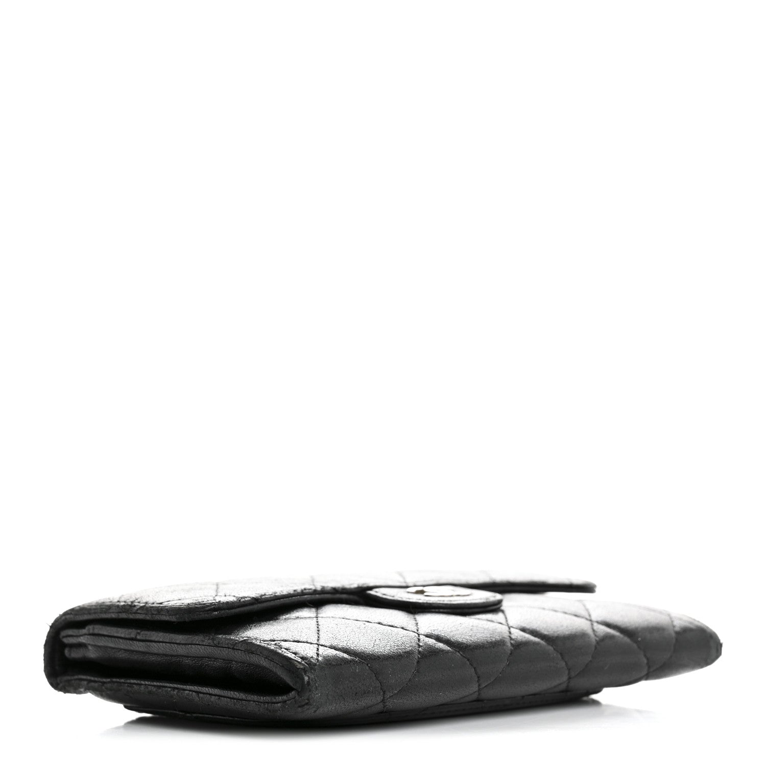 Lambskin Quilted Medium Flap Wallet Black