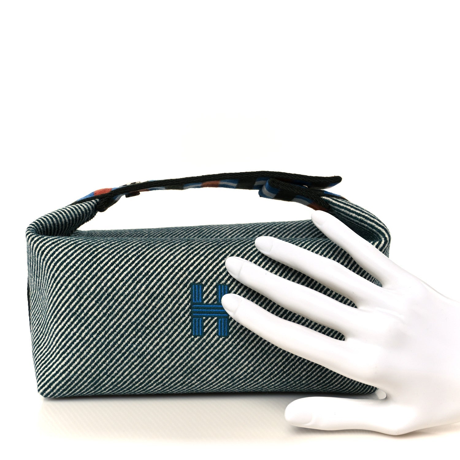 Wool Small Bride-A-Brac H Natte Pouch Bleu