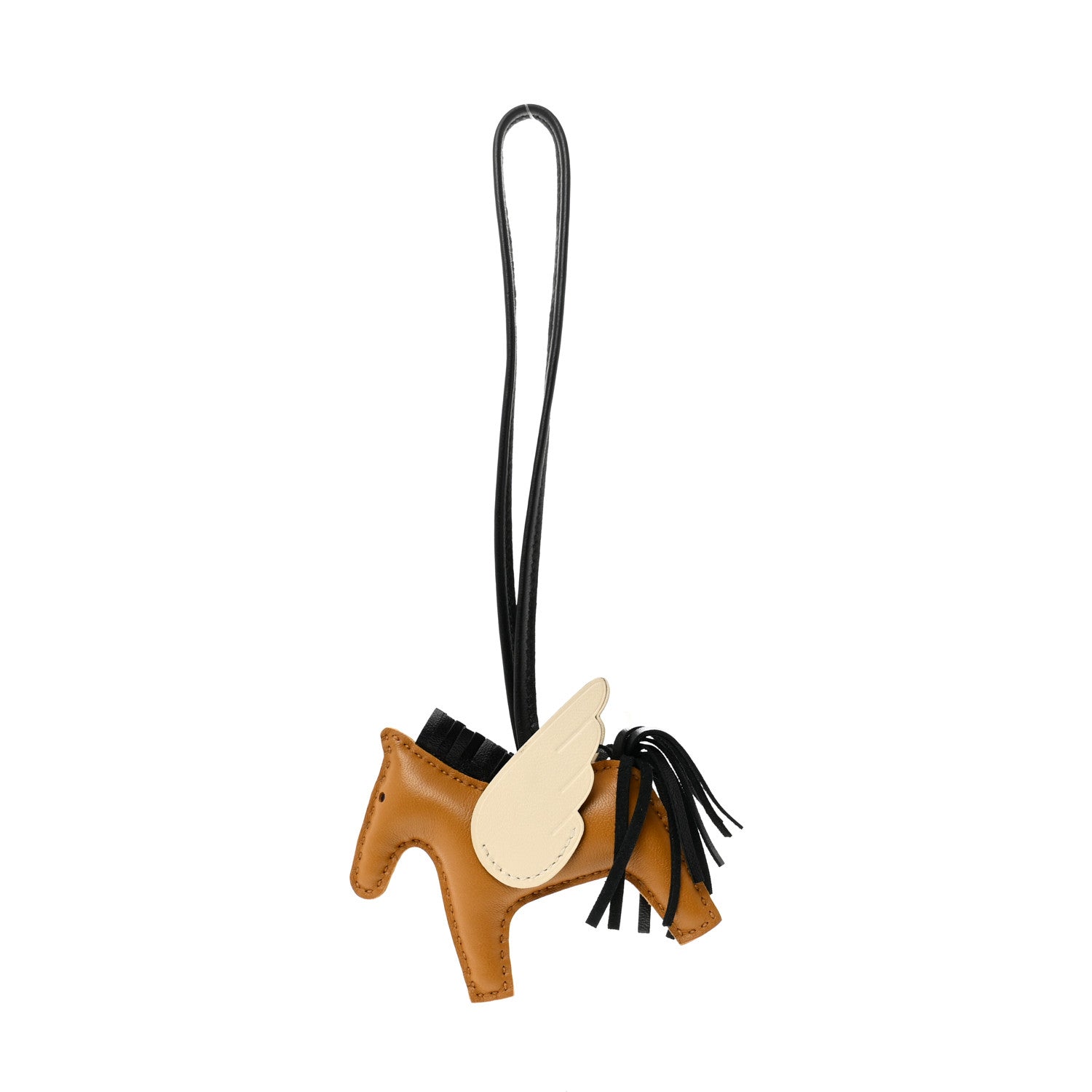 Milo Lambskin Grigri Rodeo Pegase Horse Bag Charm PM Sesame Black Nata