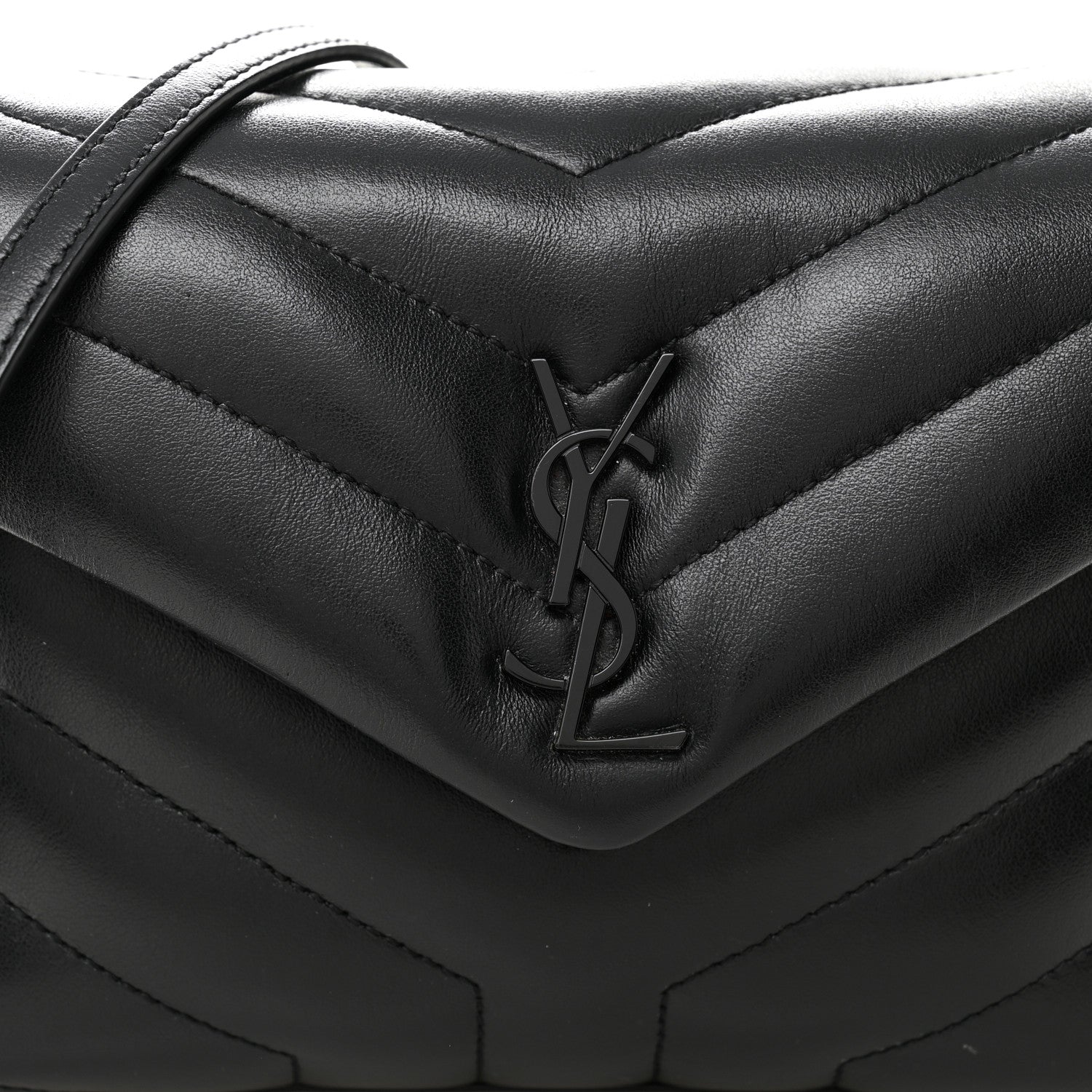 Calfskin Y Quilted Monogram Monochrome Toy Loulou Crossbody Bag Black