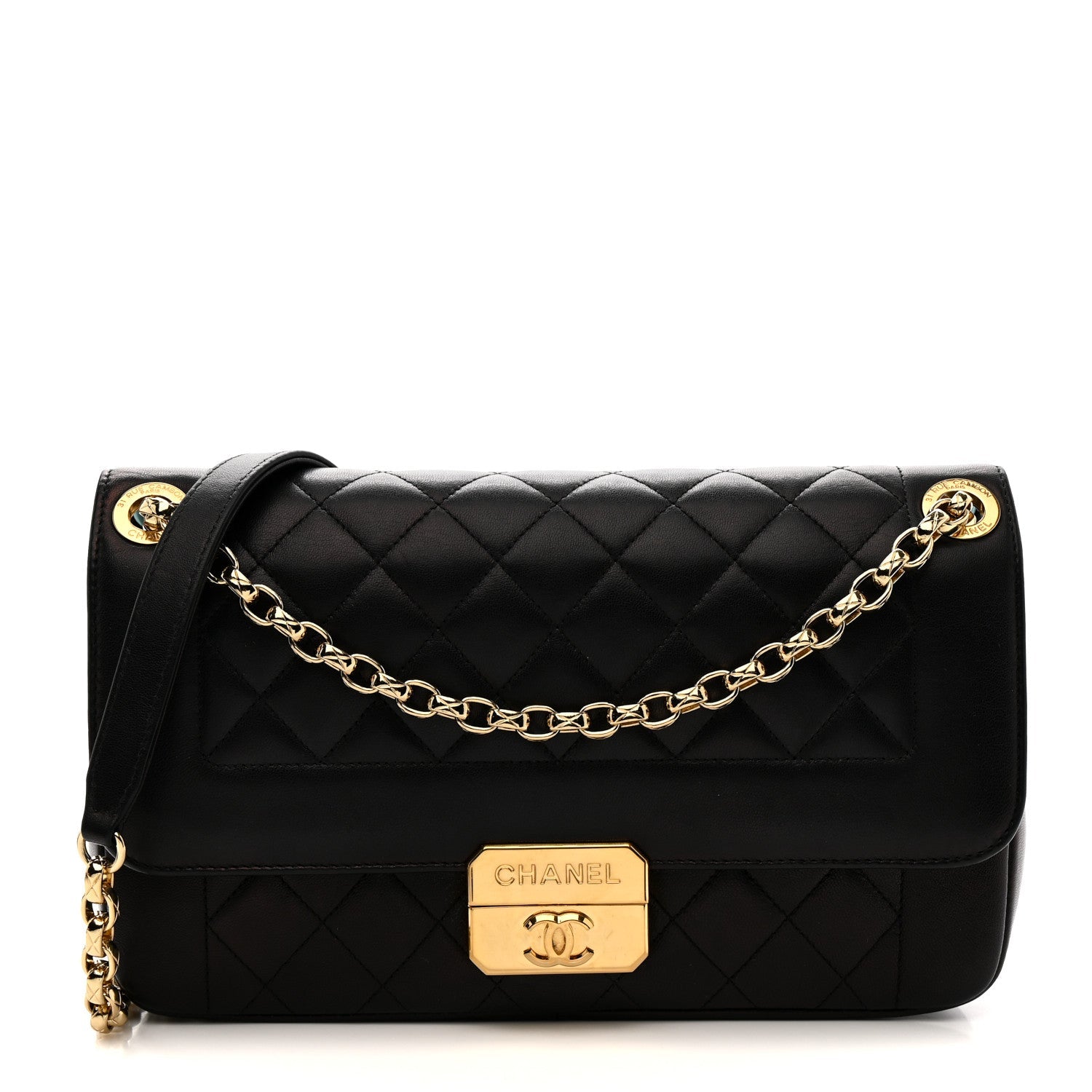 Lambskin Quilted Large Chic With Me Flap Black