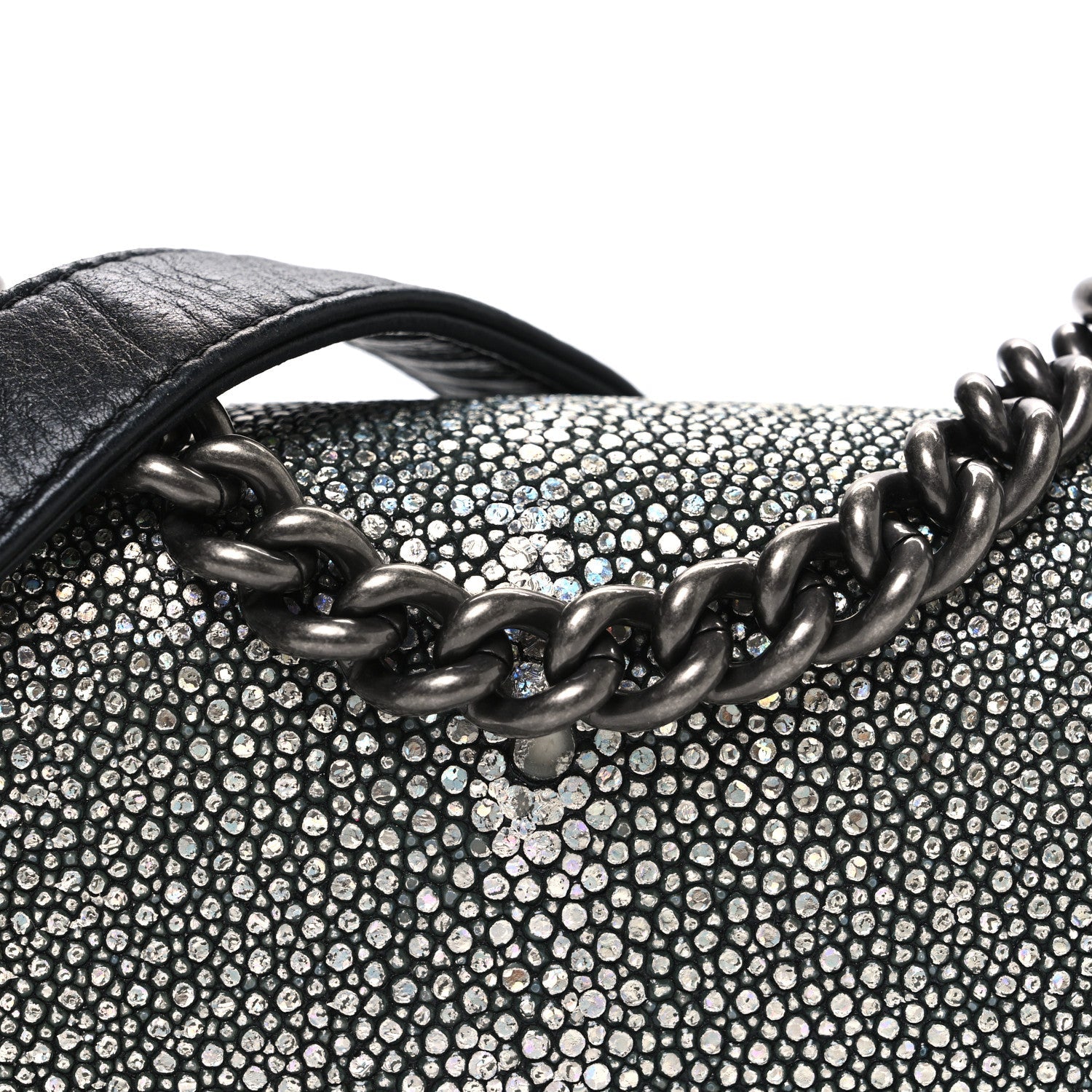 Galuchat Stingray Mini Boy Flap Black Silver