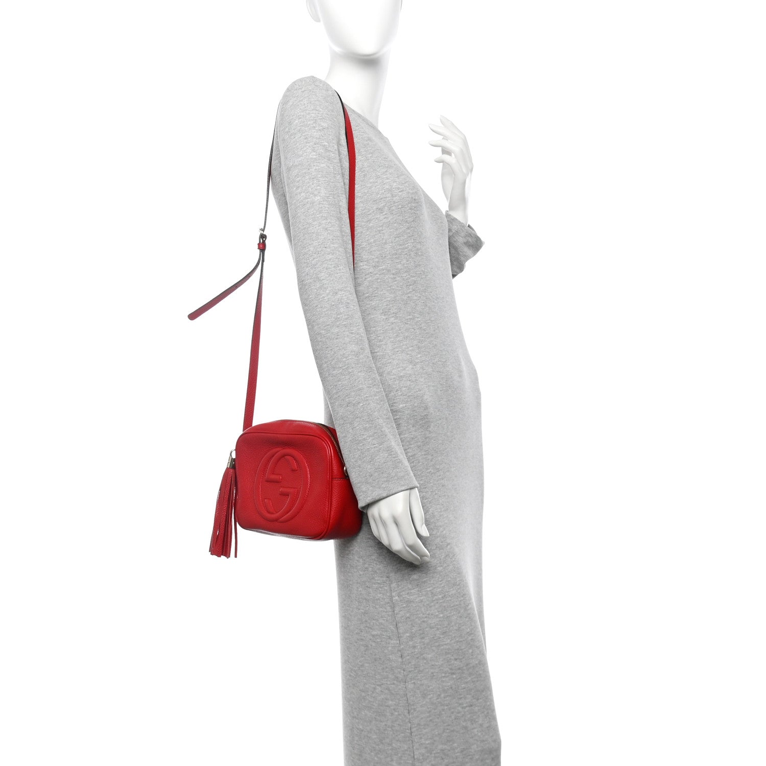 Pebbled Calfskin Small Soho Disco Bag Vibrant Red