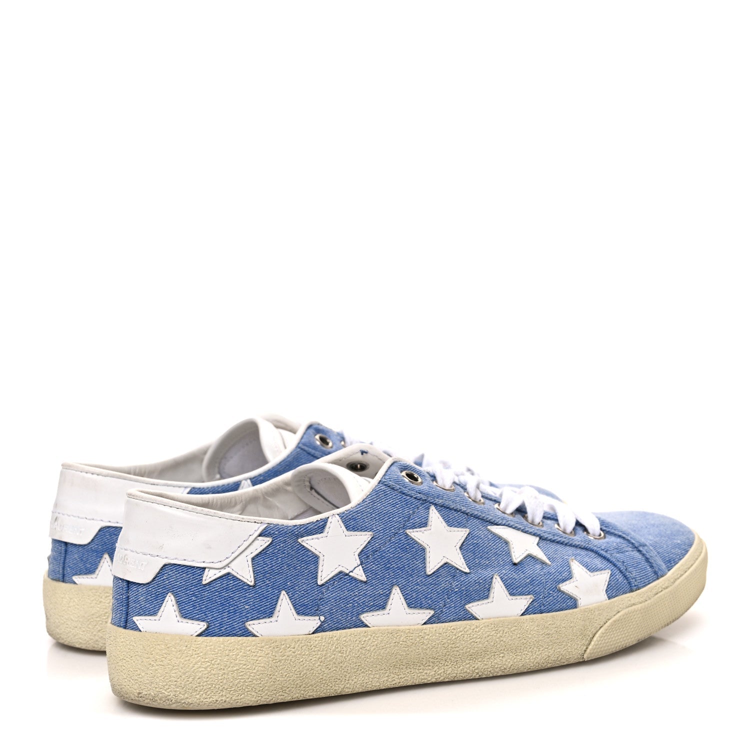Denim Calfskin Star Court Sneakers 39 Blue