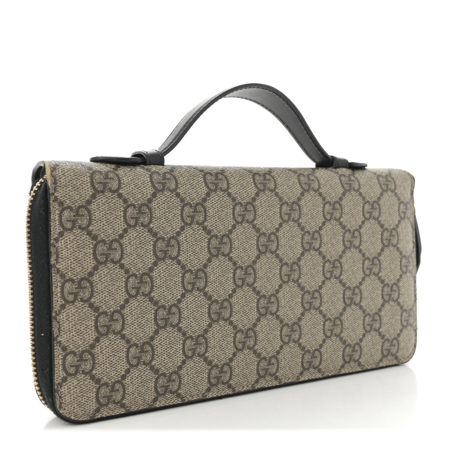 GG Supreme Monogram Top Handle Zip Around Wallet Black