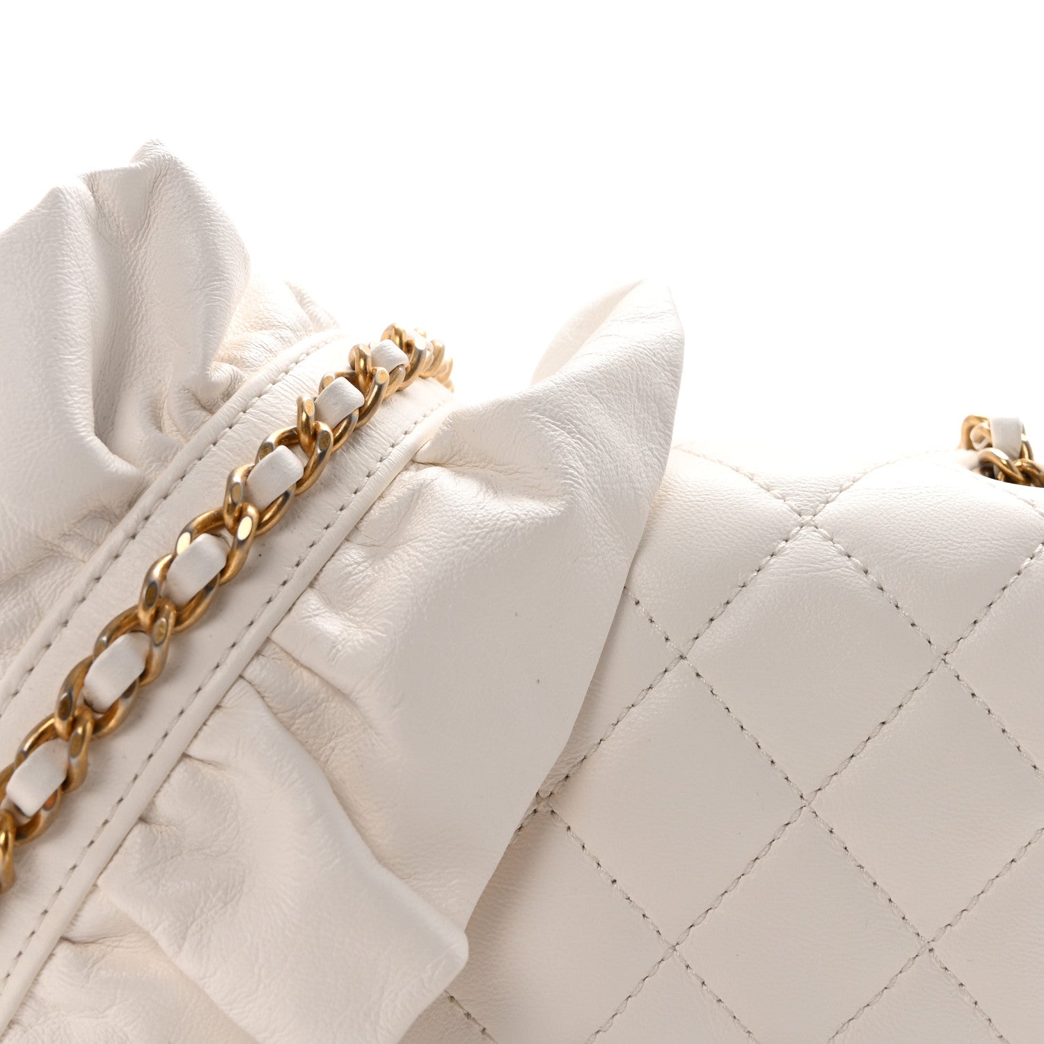 Lambskin Quilted Mini Romance Square Flap White