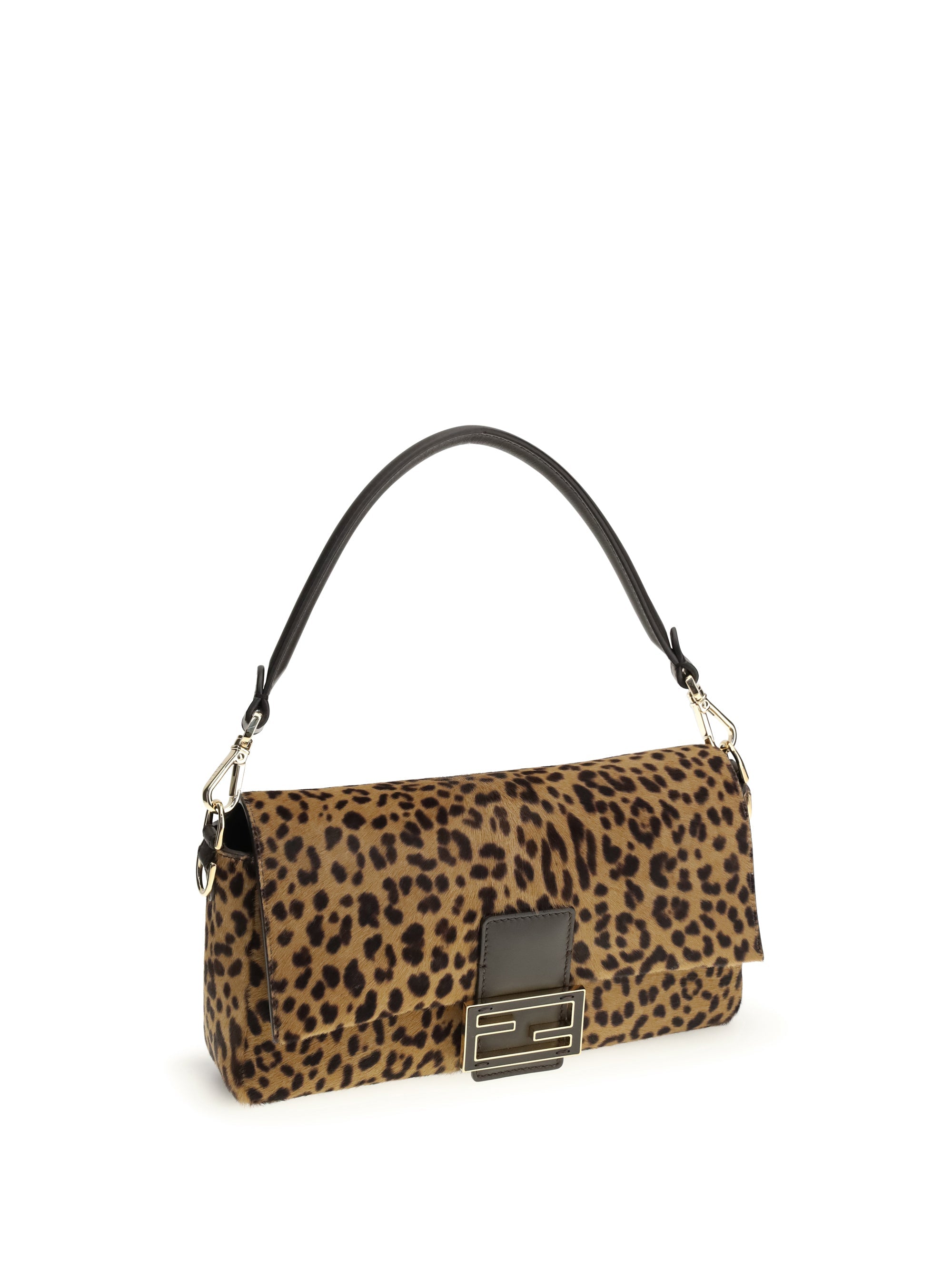 printed pony effect shoulder bag