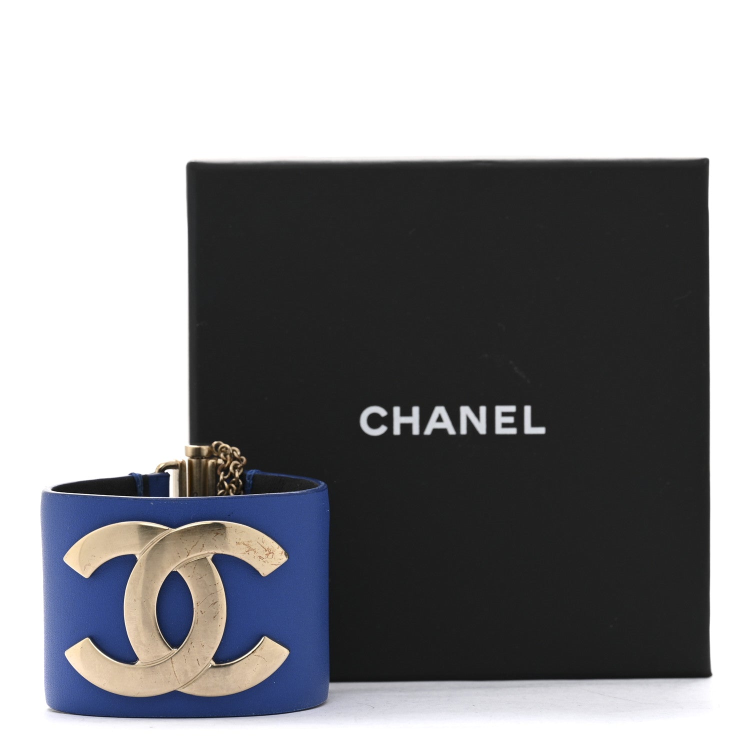 Calfskin CC Wide Cuff S Blue