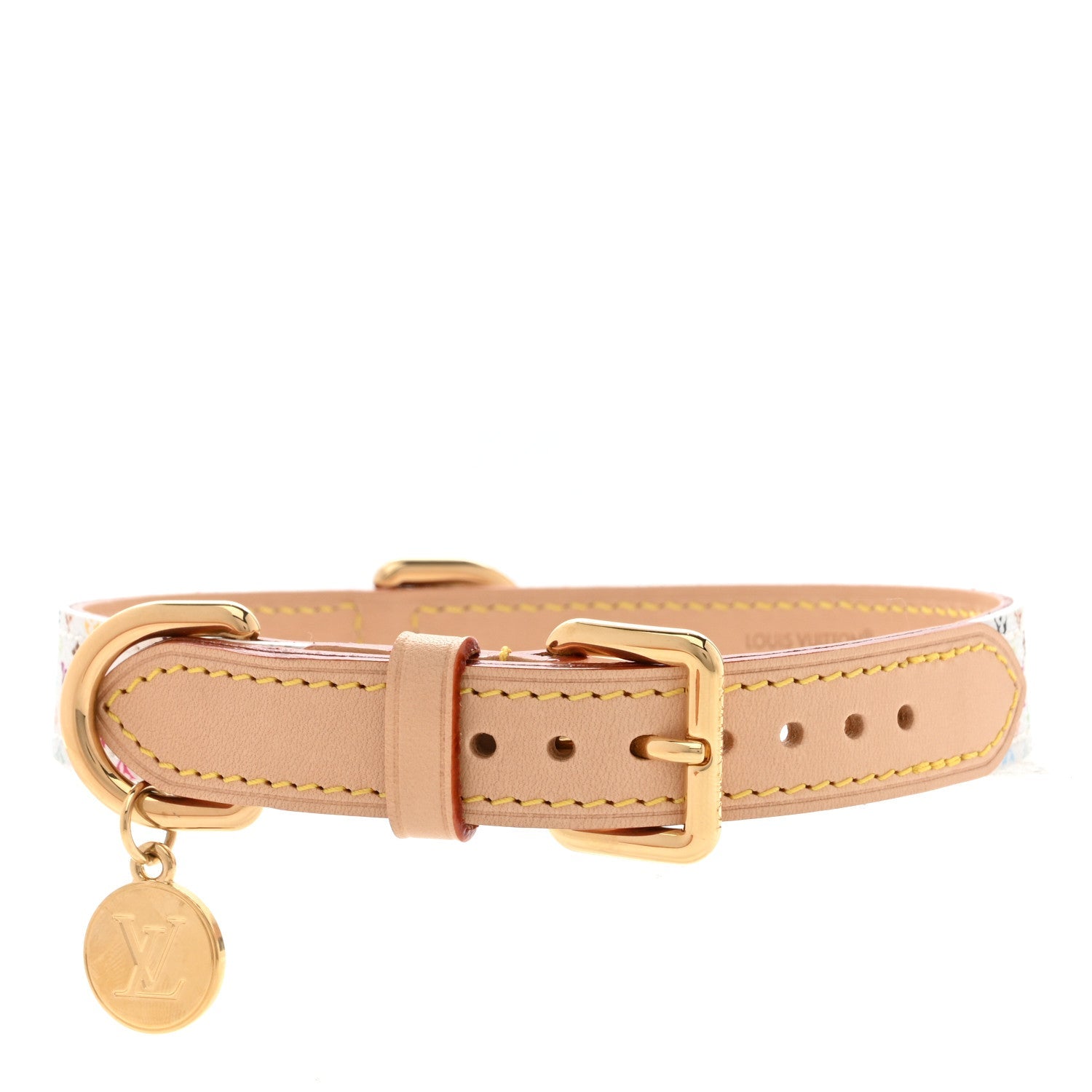 LV X TM Monogram Multicolor Dog Collar MM White