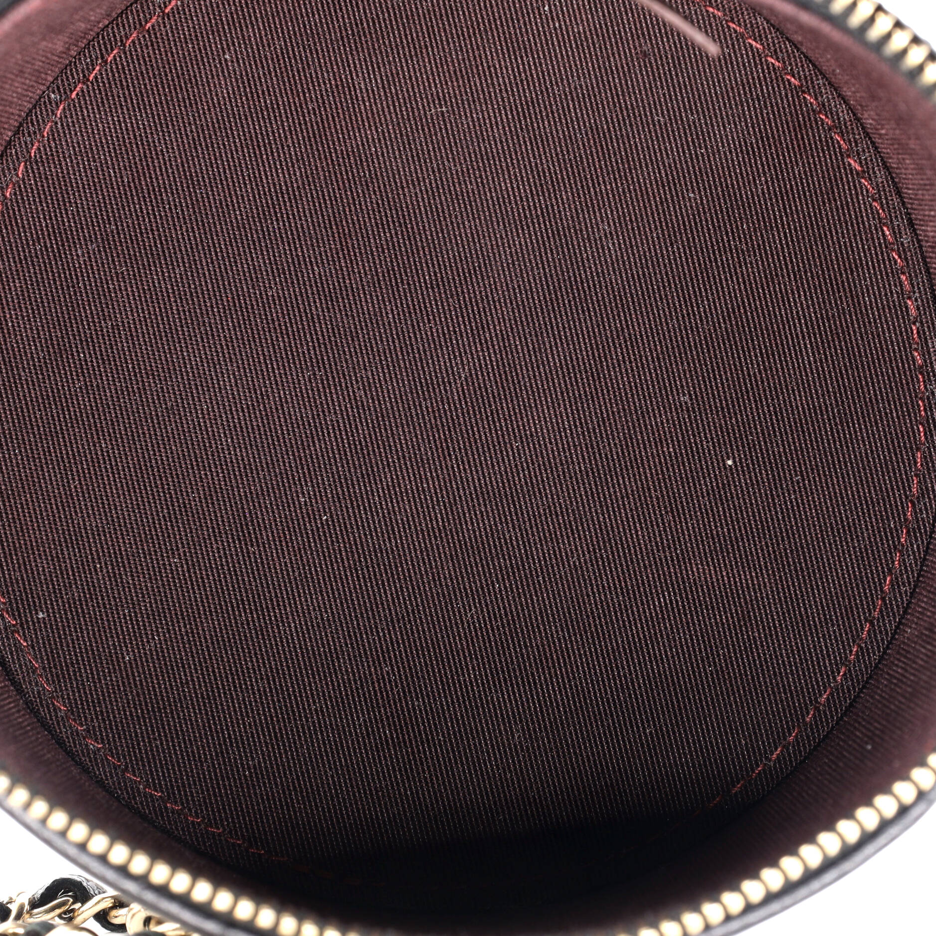 CC Round Vanity Case with Chain Quilted Lambskin Mini