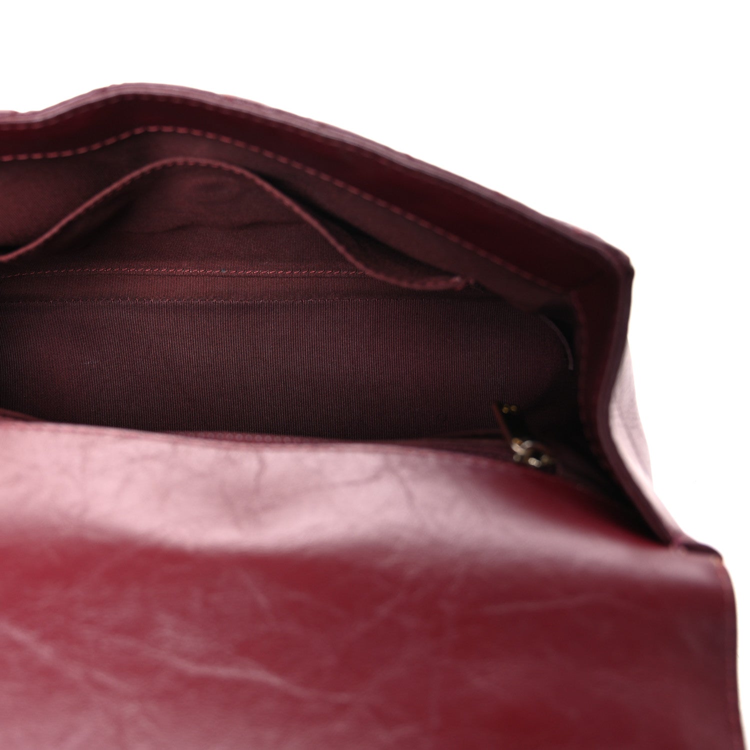 Calfskin Chevron Quilted Top Handle Flap Red