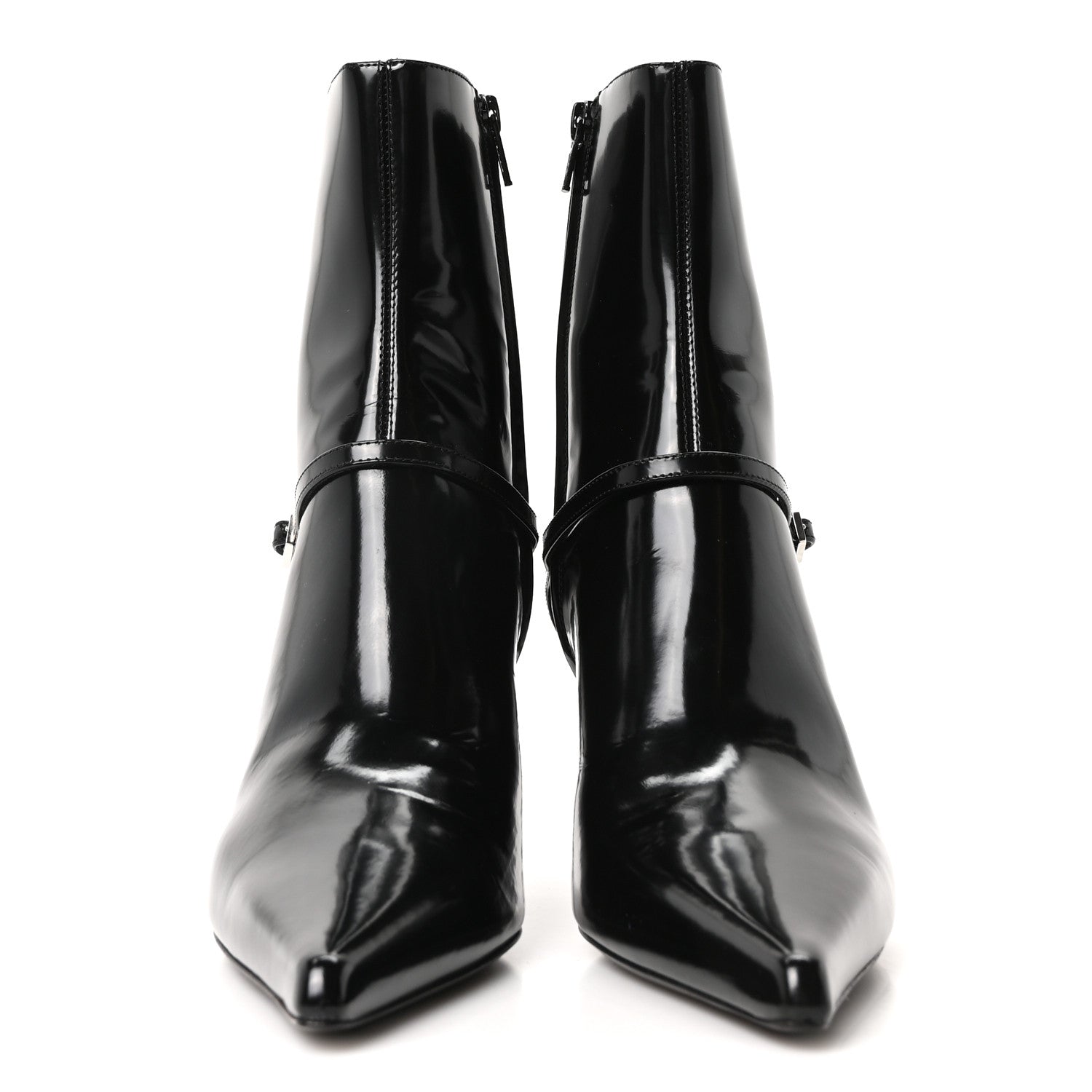 Patent Vendome Buckle Ankle Booties 37 Black