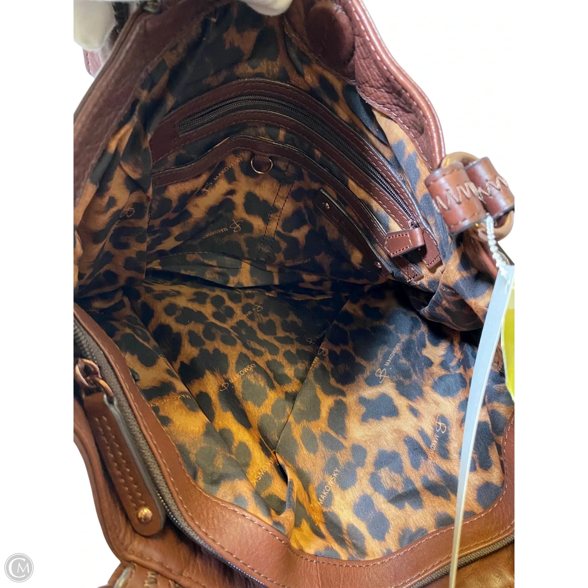 Handbag Leather By Makowsky, Size: Medium