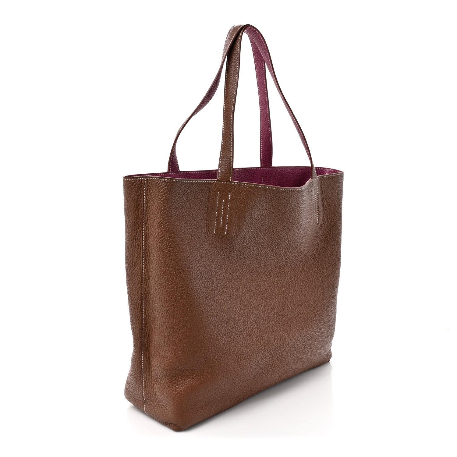 Taurillon Clemence Double Sens 36 Reversible Tote Marron Tosca