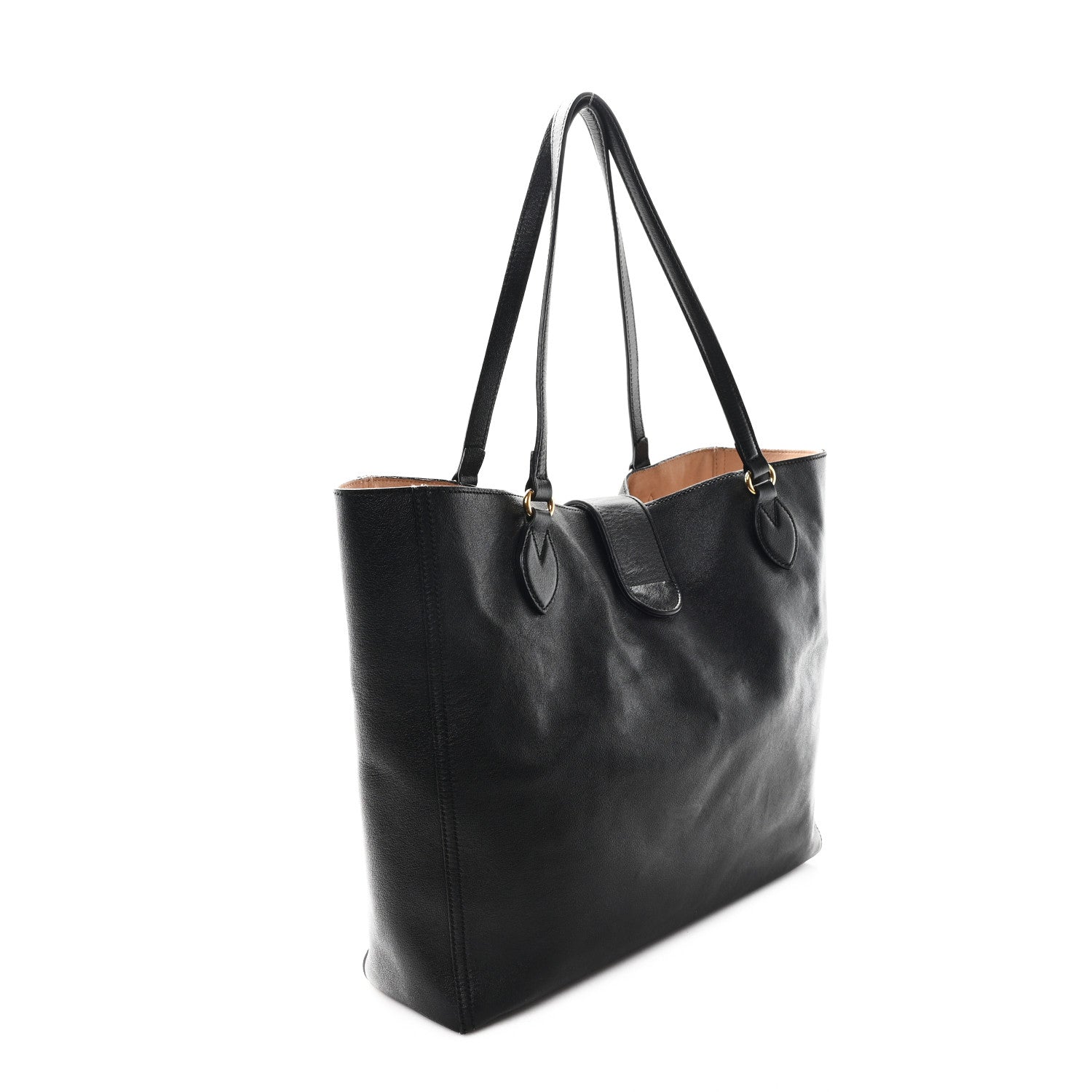 New Sakai Calfskin Lux Medium Dahlia Tote Black