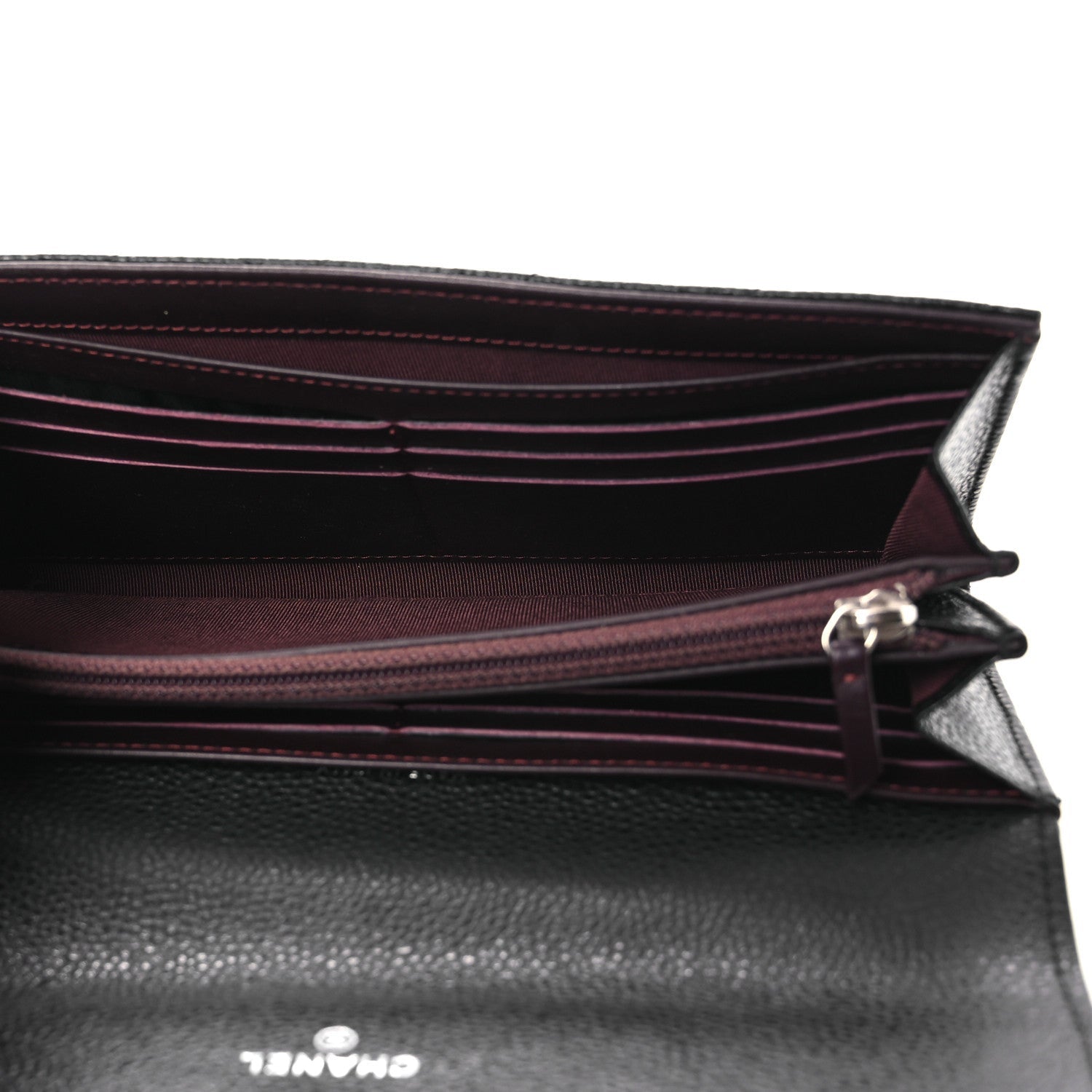 Caviar Quilted Large Gusset Flap Wallet Black