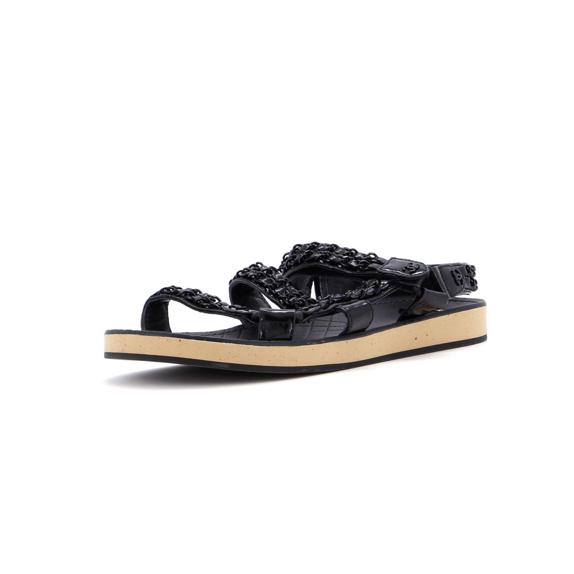Women's Chain CC Slingback Sandals Quilted Leather with Cork
