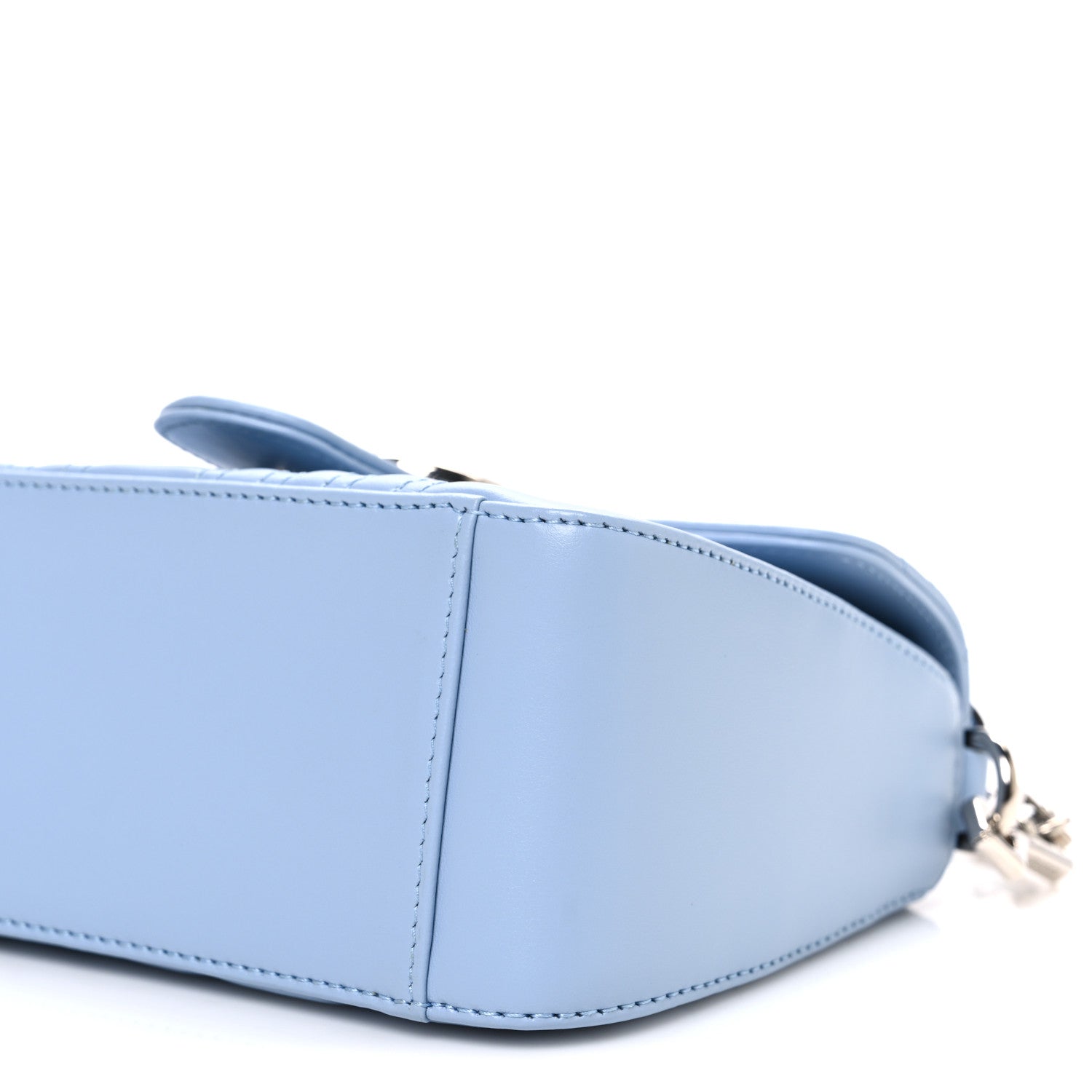 Calfskin Matelasse Mini GG Marmont Top Handle Shoulder Bag Porcelain Light Blue