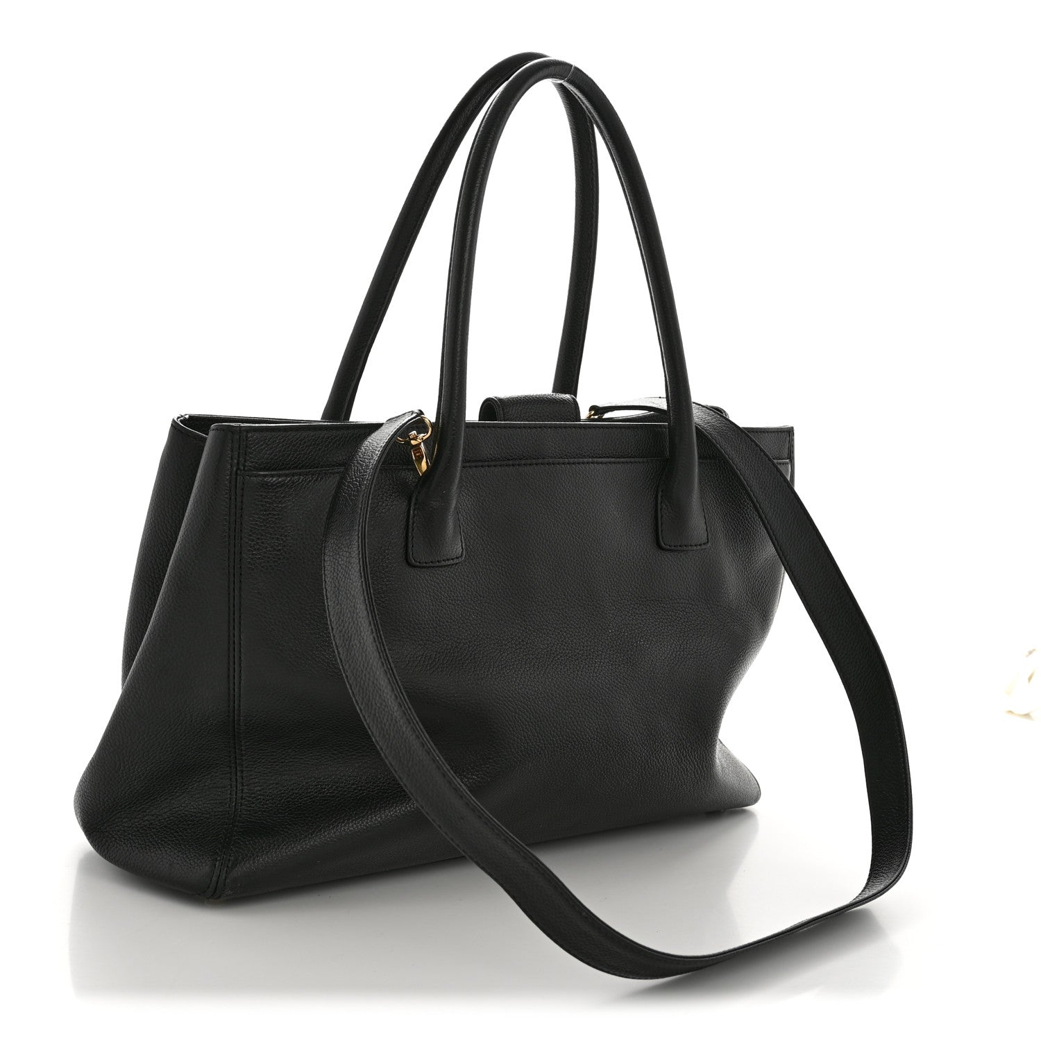 Calfskin Cerf Executive Shopper Tote Black
