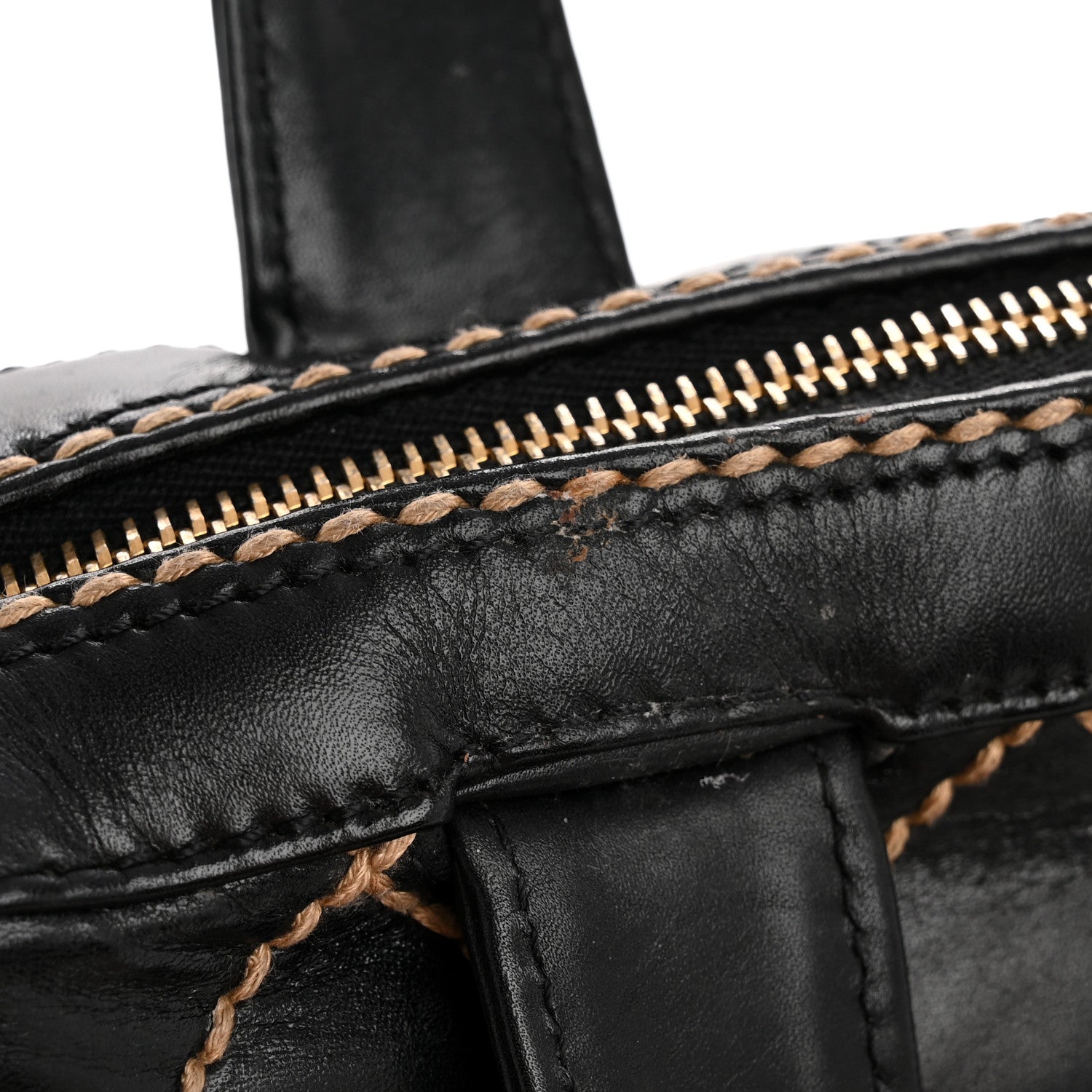Calfskin Wild Stitch Vertical Top Handle Bag Black