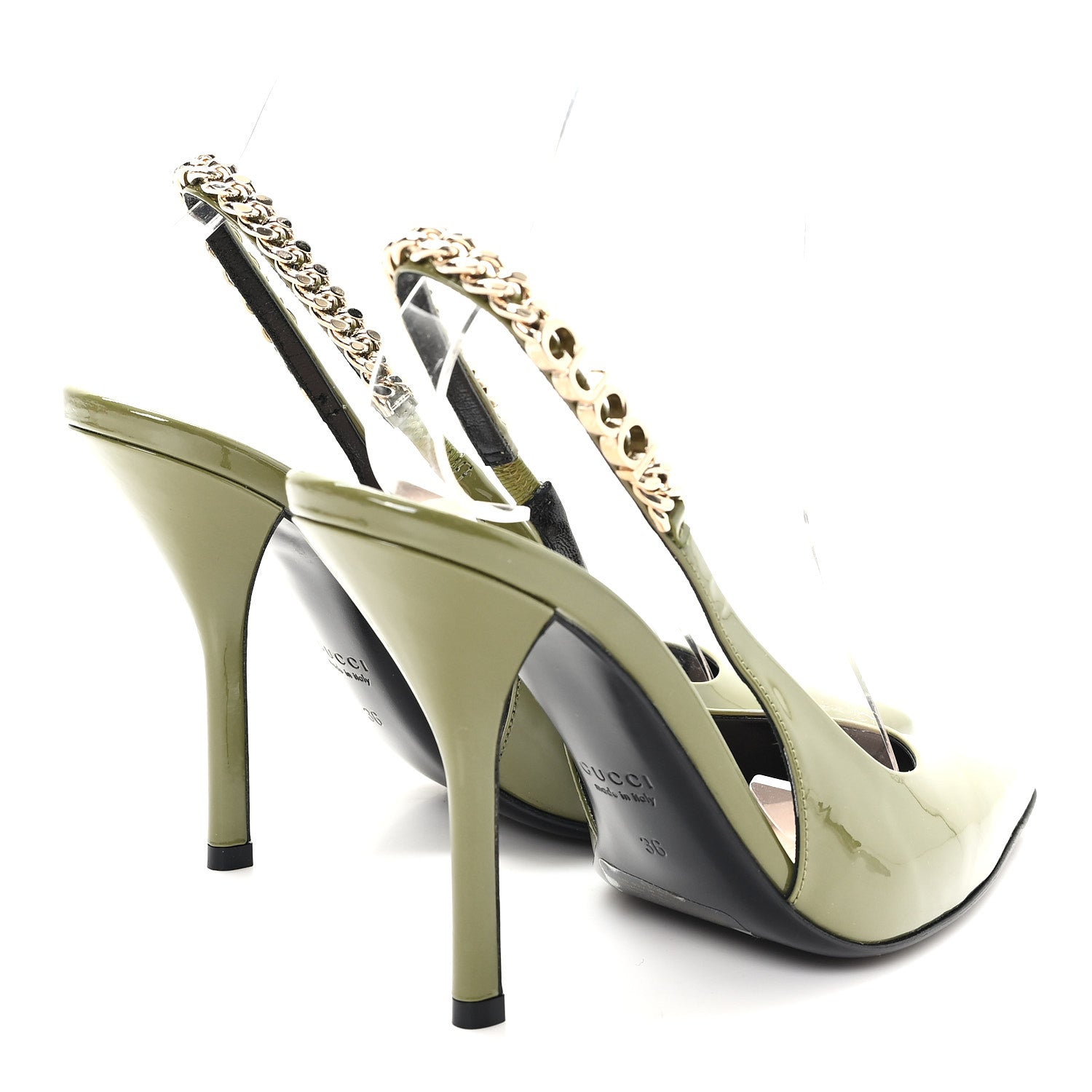 Vernice Crystal Nappa Charlotte Signoria 105 Slingback Pumps 36 Herbs Light Green
