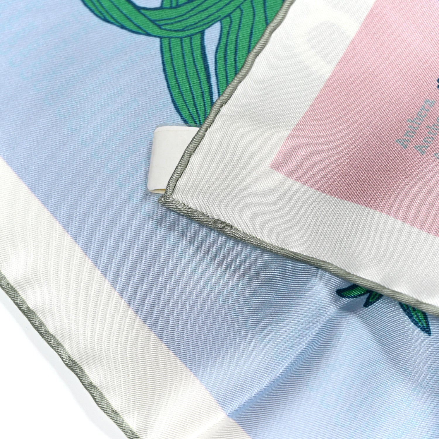 Silk Botanica Grafica Double Face Scarf 90 Rose Pale Sauge White