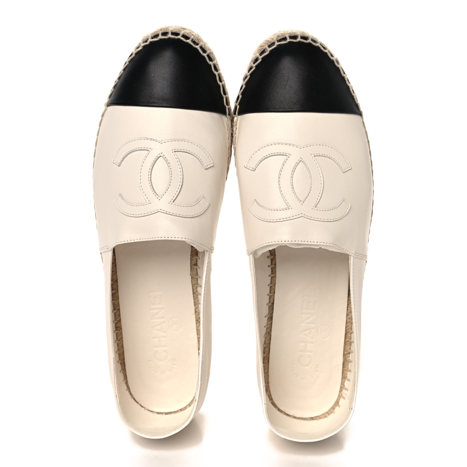 Lambskin CC Espadrilles 40 White Black