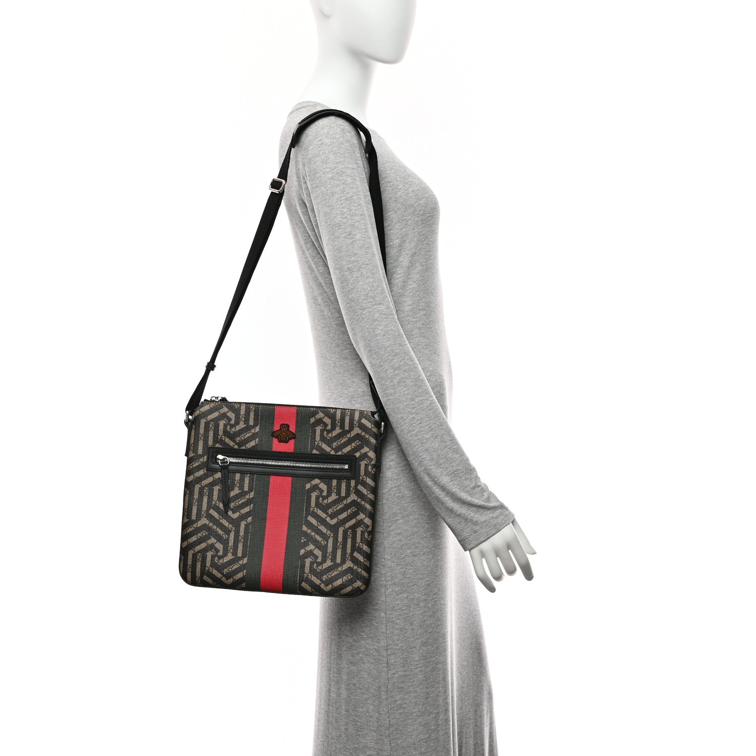 GG Supreme Monogram Caleido Web Messenger Beige Ebony