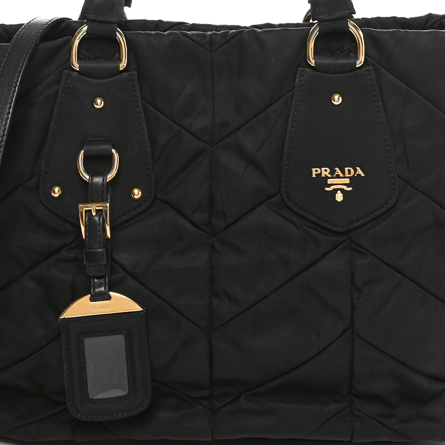 Tessuto Nylon Chevron Quilted Tote Black