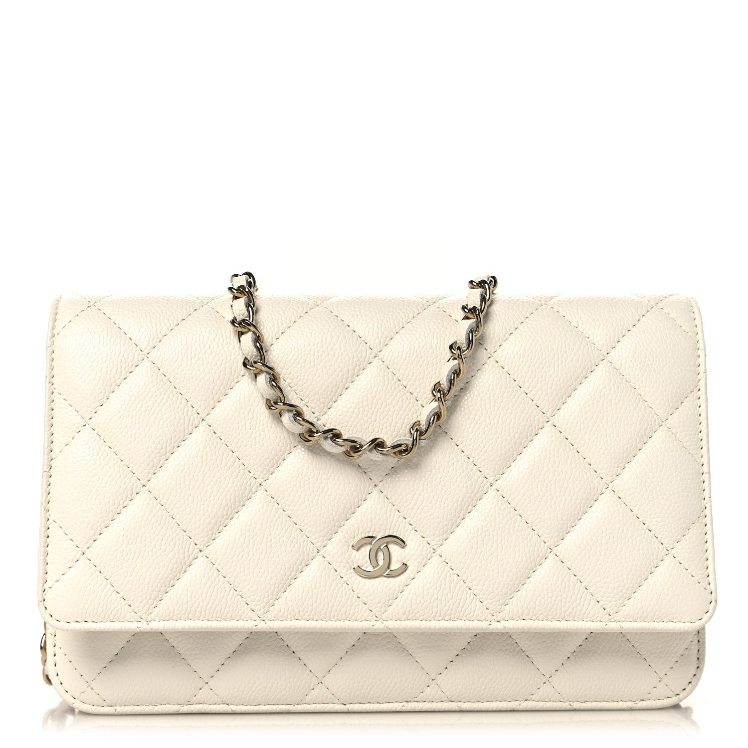 Caviar Quilted Wallet On Chain WOC White