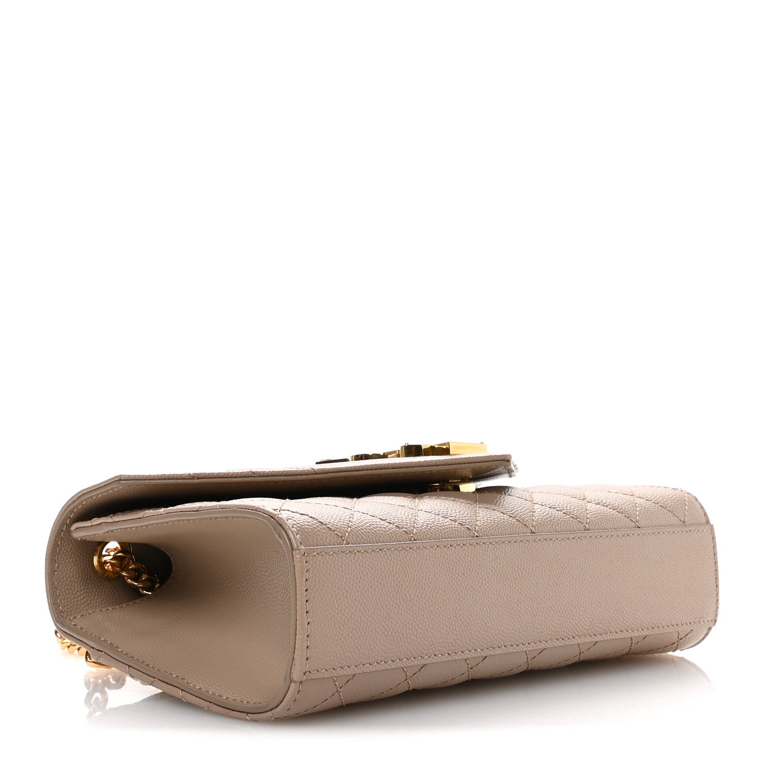 Grain De Poudre Textured Mixed Matelasse Triquilt Small Monogram Satchel Dark Beige