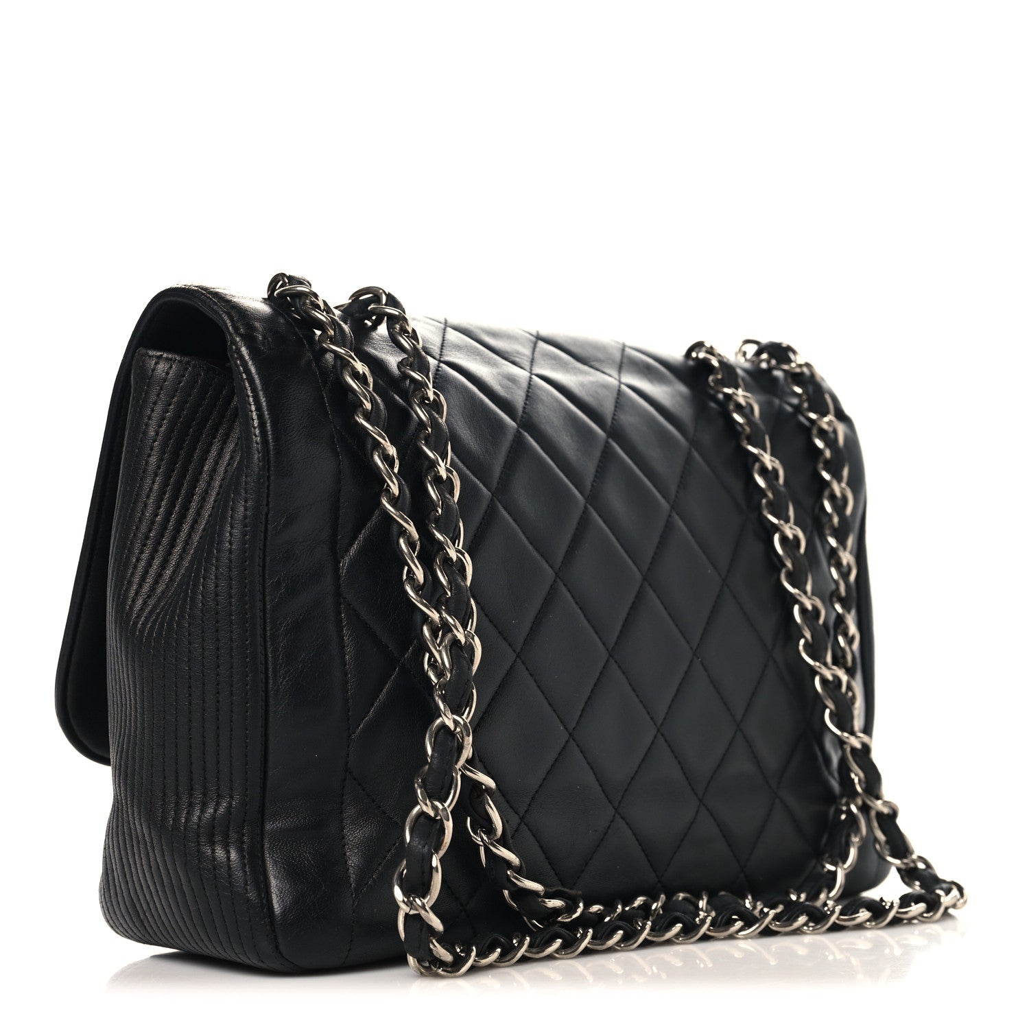 Lambskin Quilted Large Coco Rider Flap Black