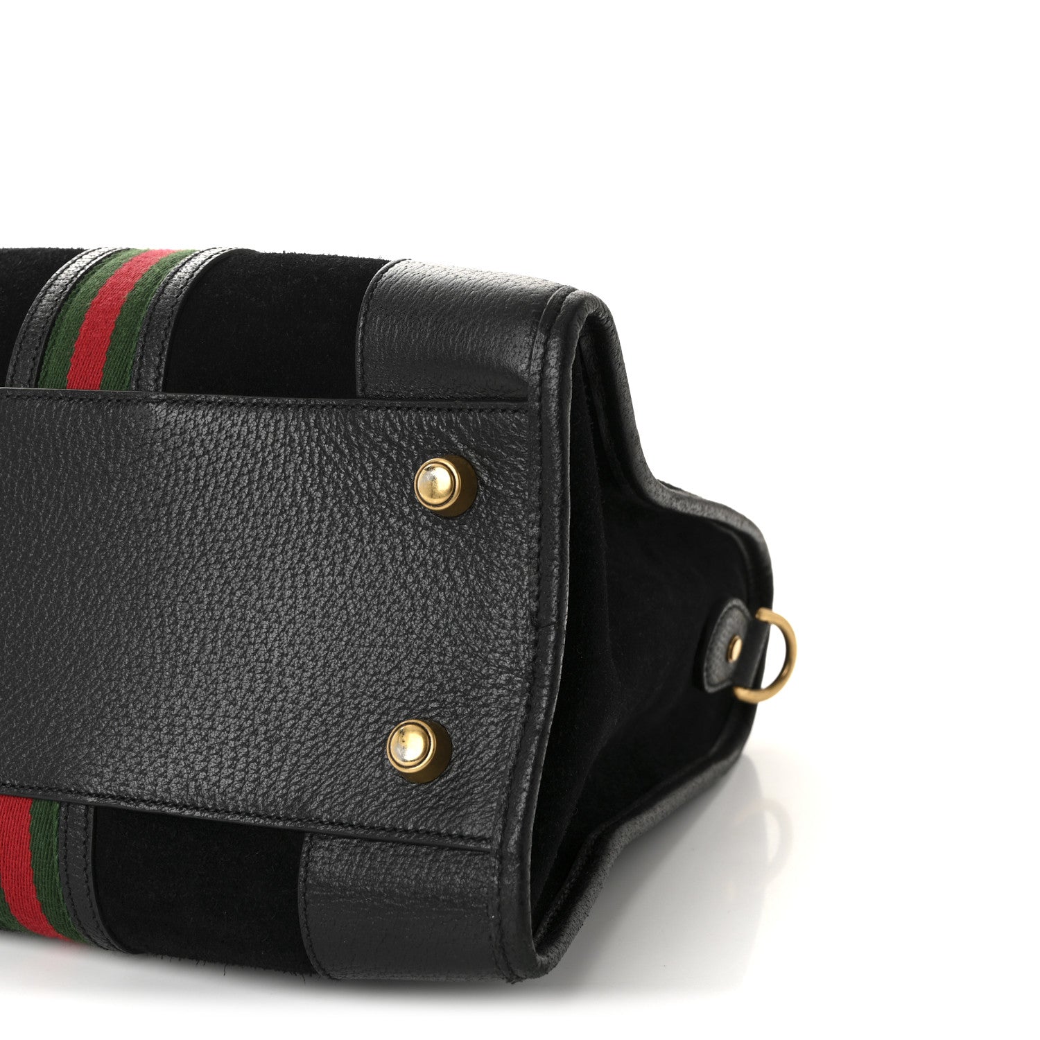 Suede Daino Textured Dollar Calfskin Web Medium Duffle Bag Black