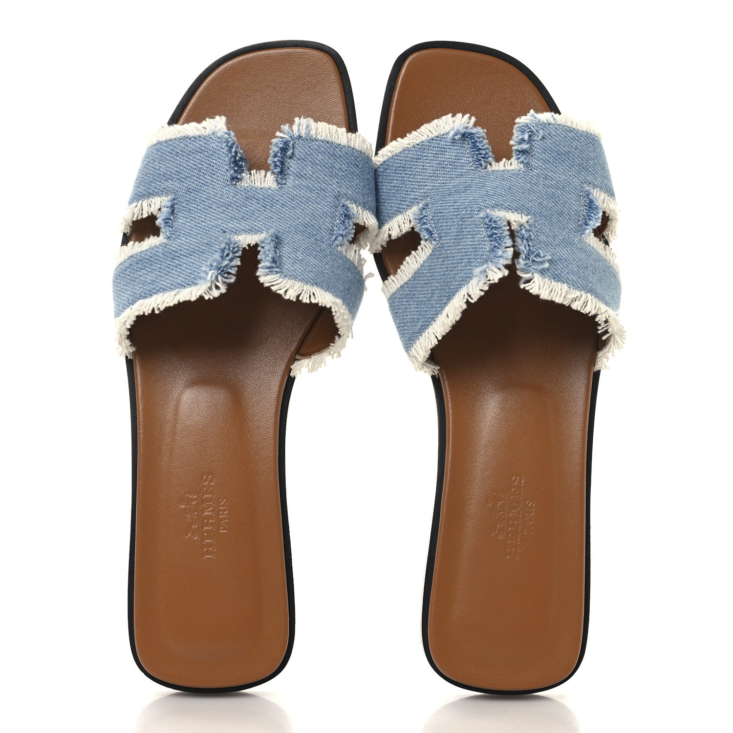 Denim Oran Fringe Sandals 36.5 Bleu Clair